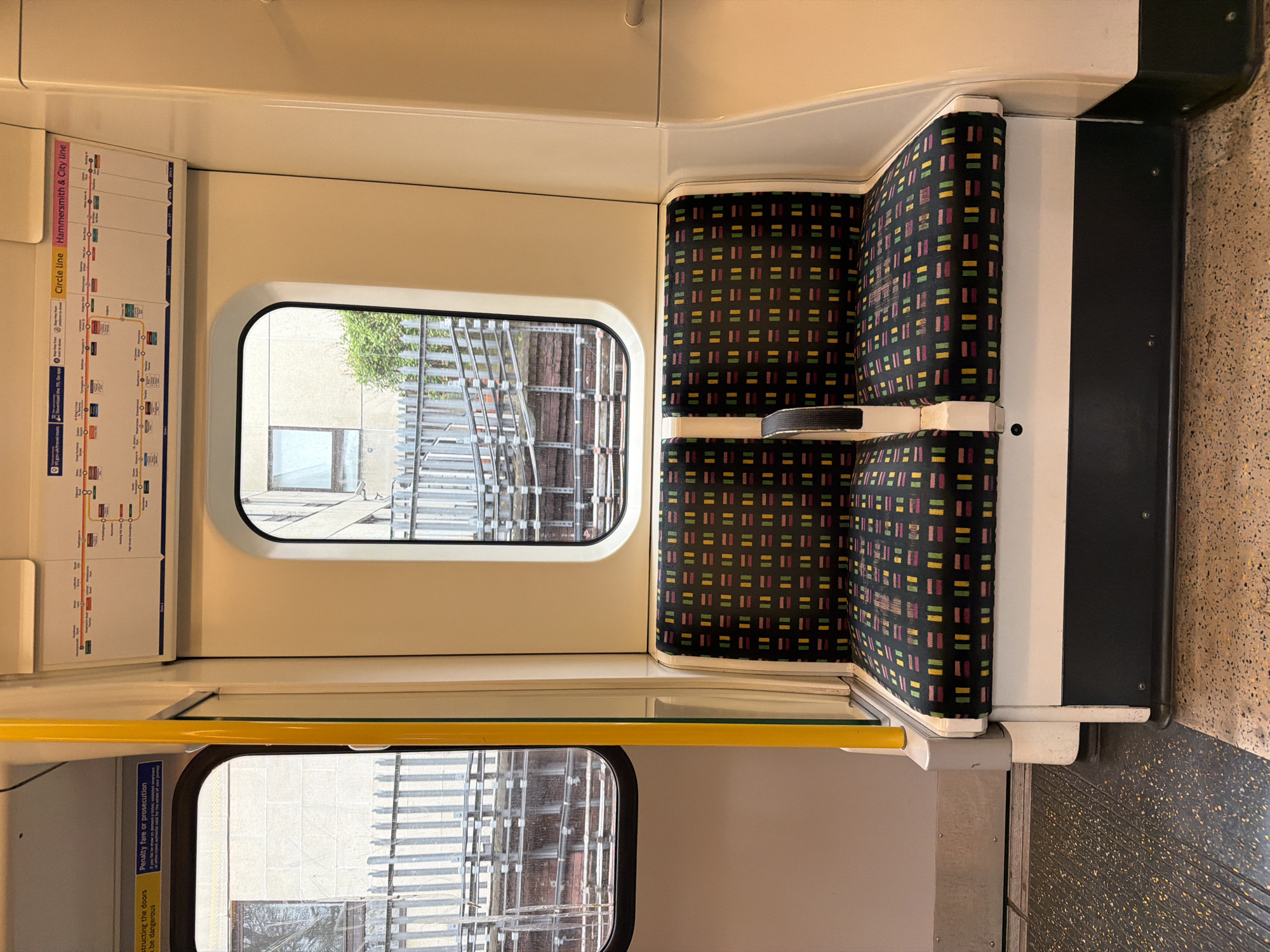 London Underground train interior documented during morning commute