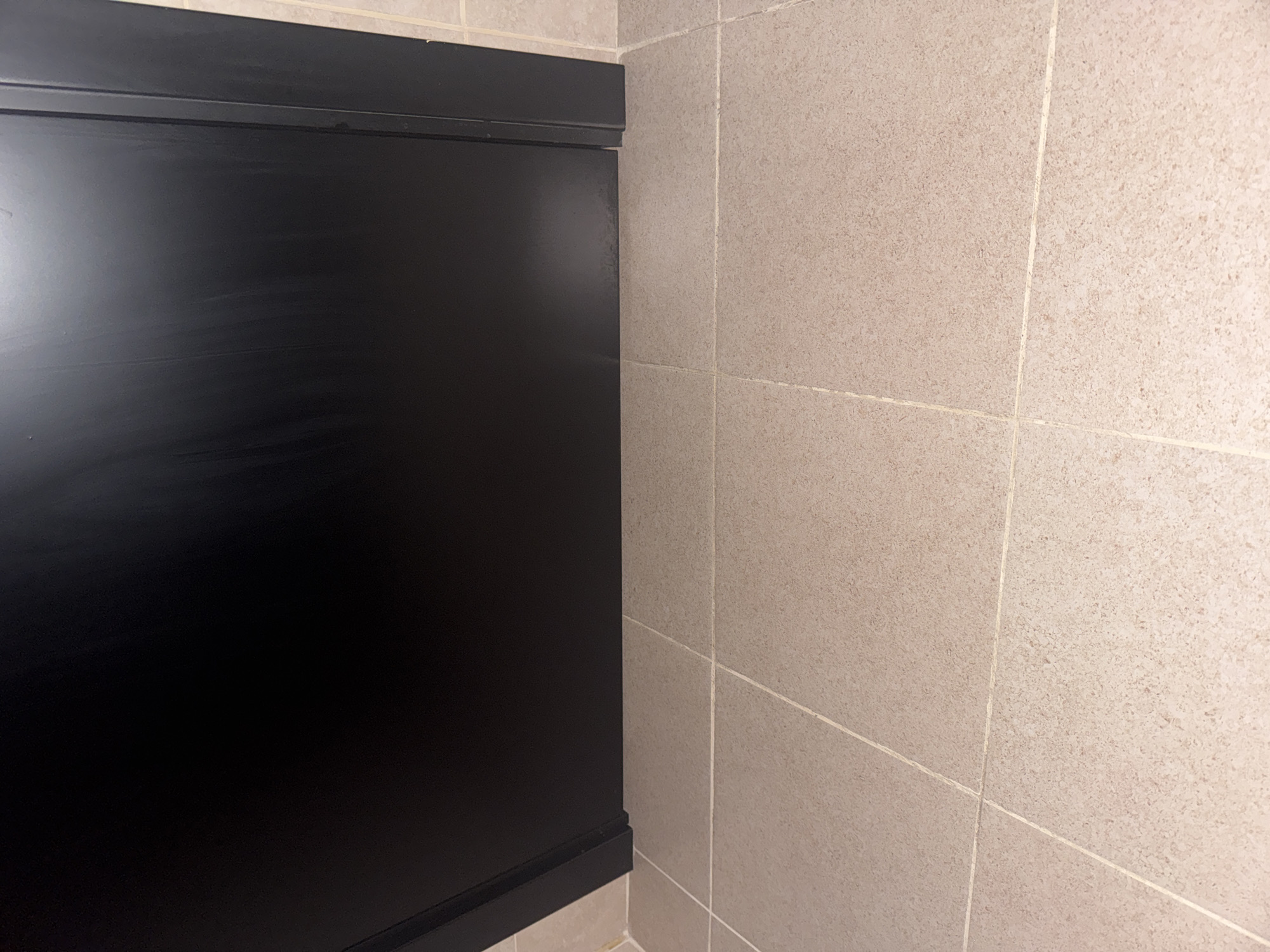 Bathroom interior with mop documented by witness