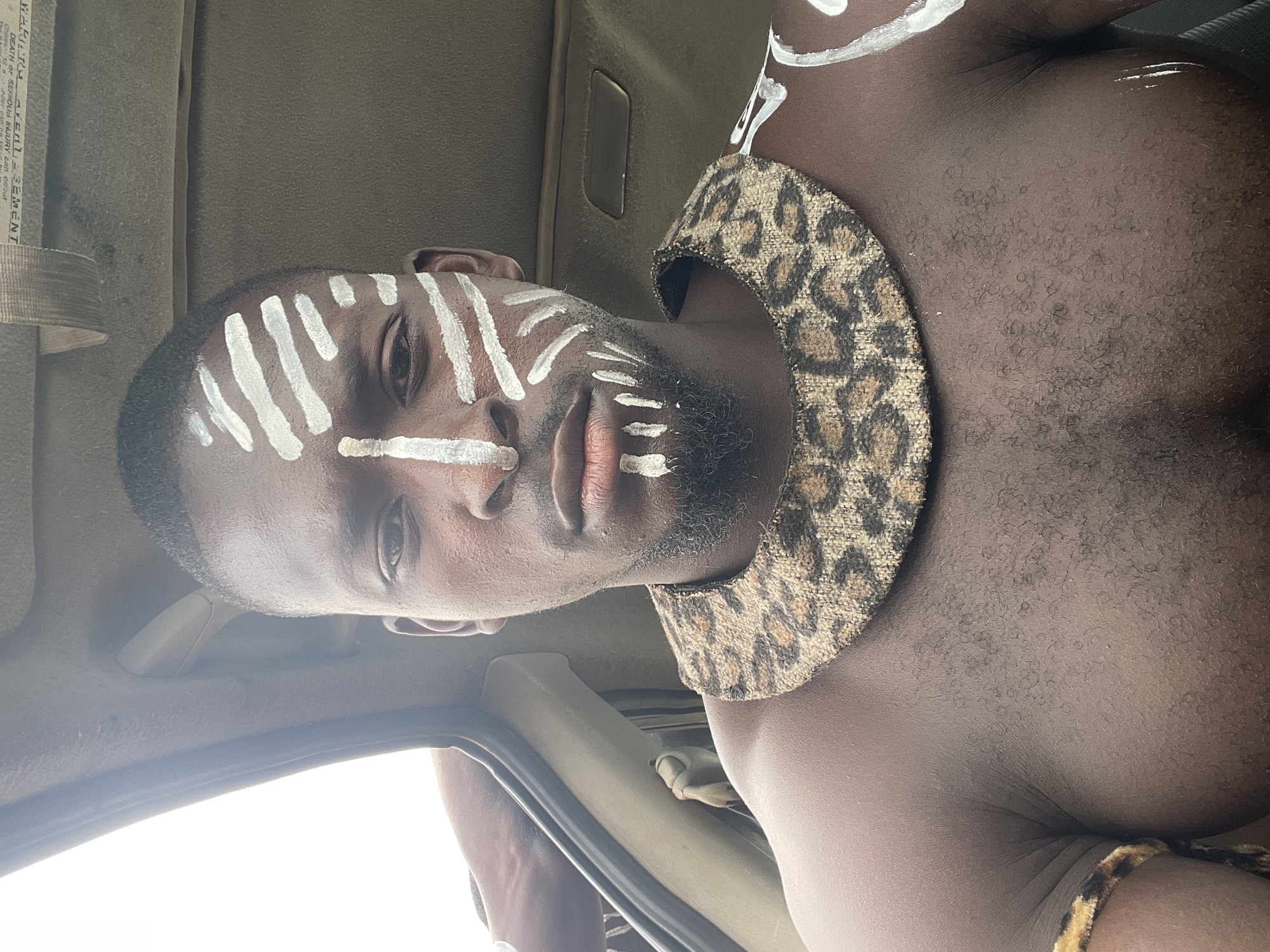 Man in traditional face paint spotted in Akwanga vehicle