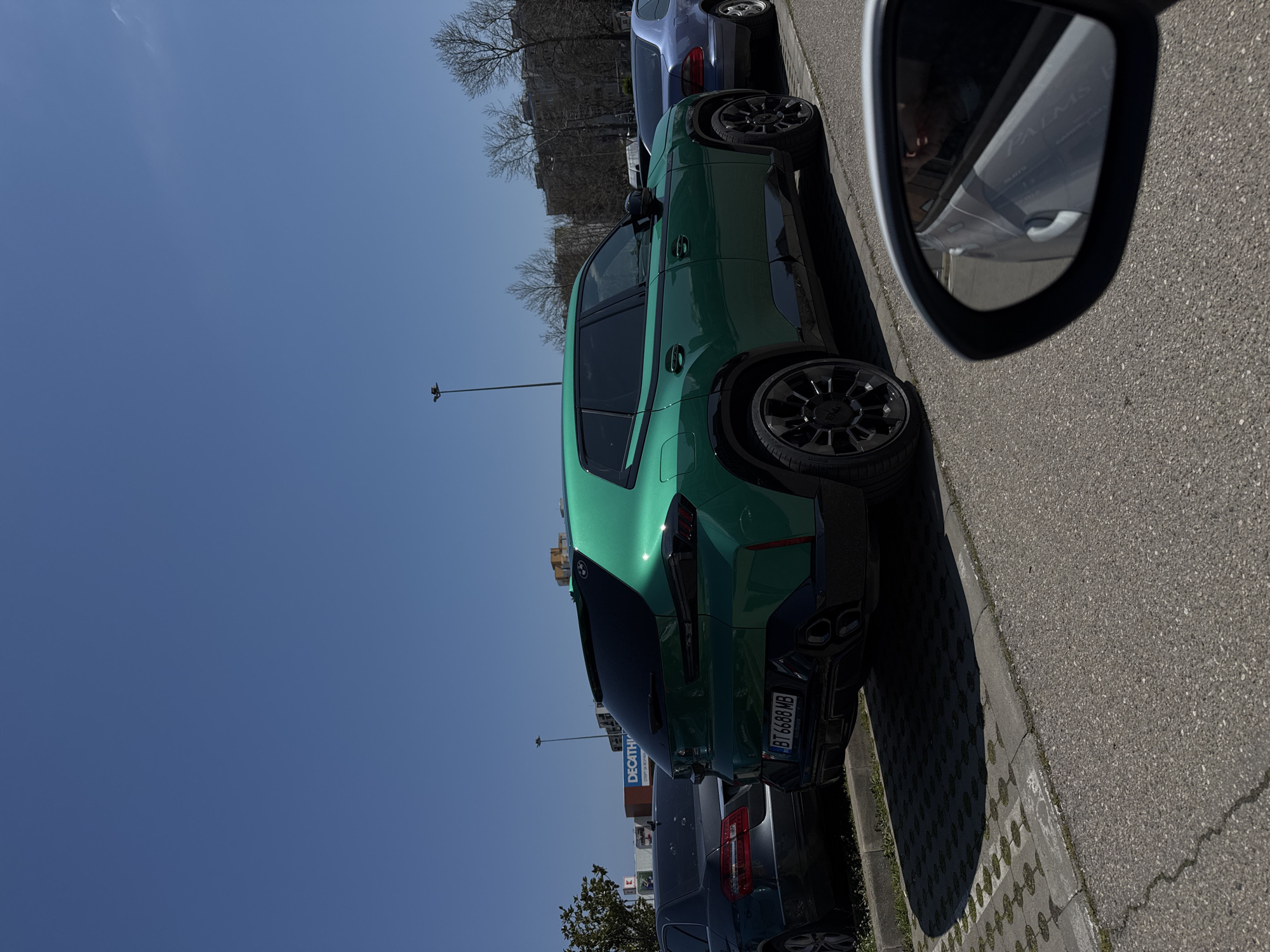Morning activities documented in Burgas: parked BMW, gym selfies