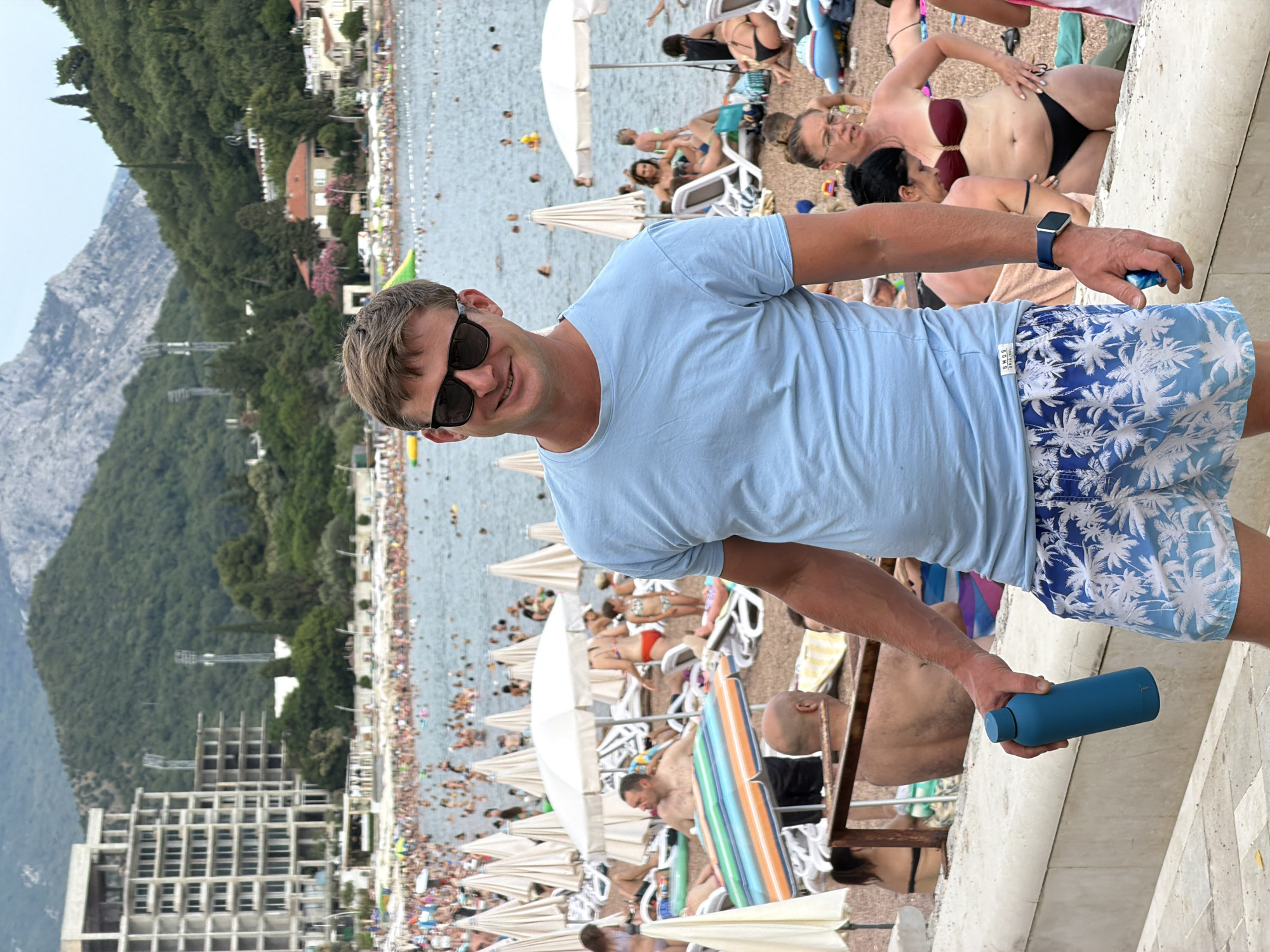 Crowded summer afternoon at Petrovac Beach, Montenegro