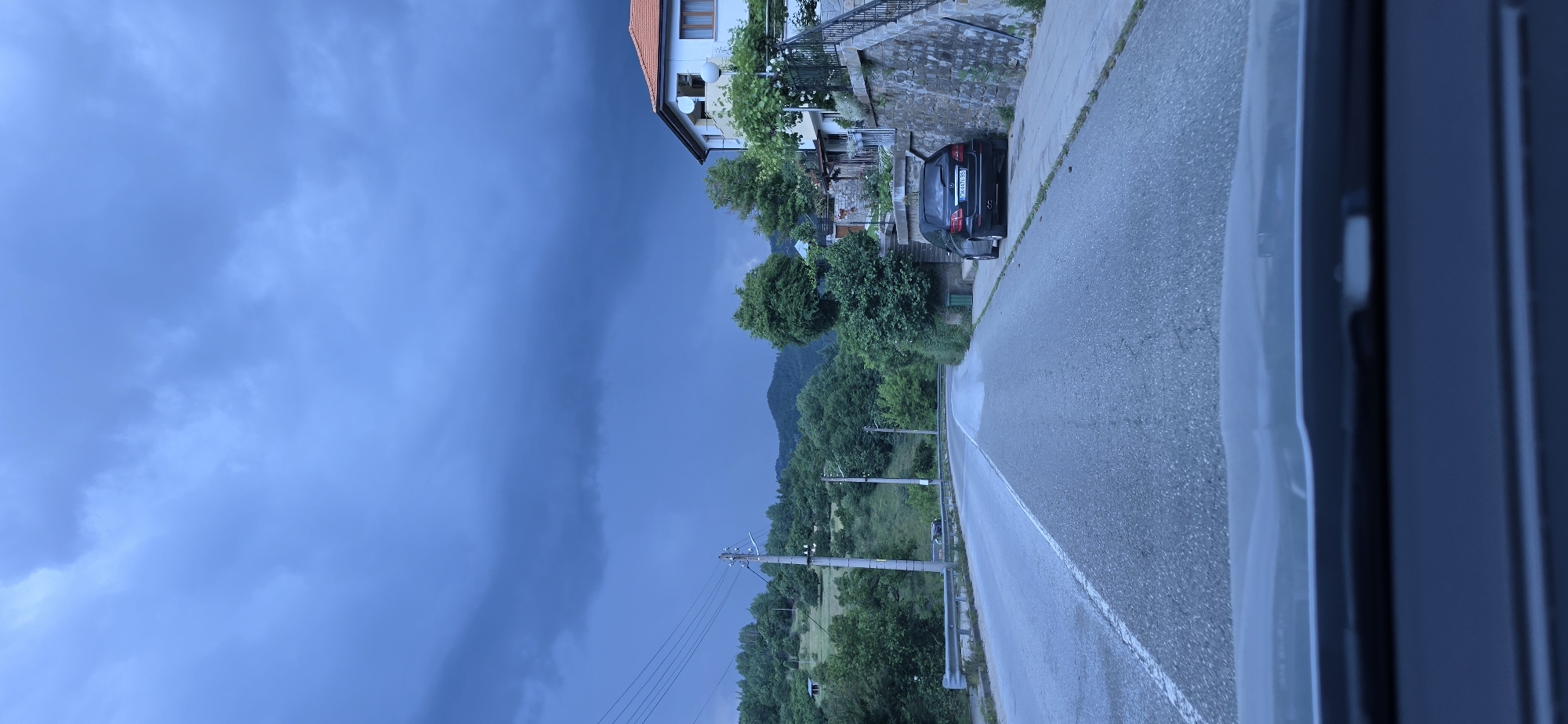 Dark storm clouds gather over highway in Taran, Bulgaria