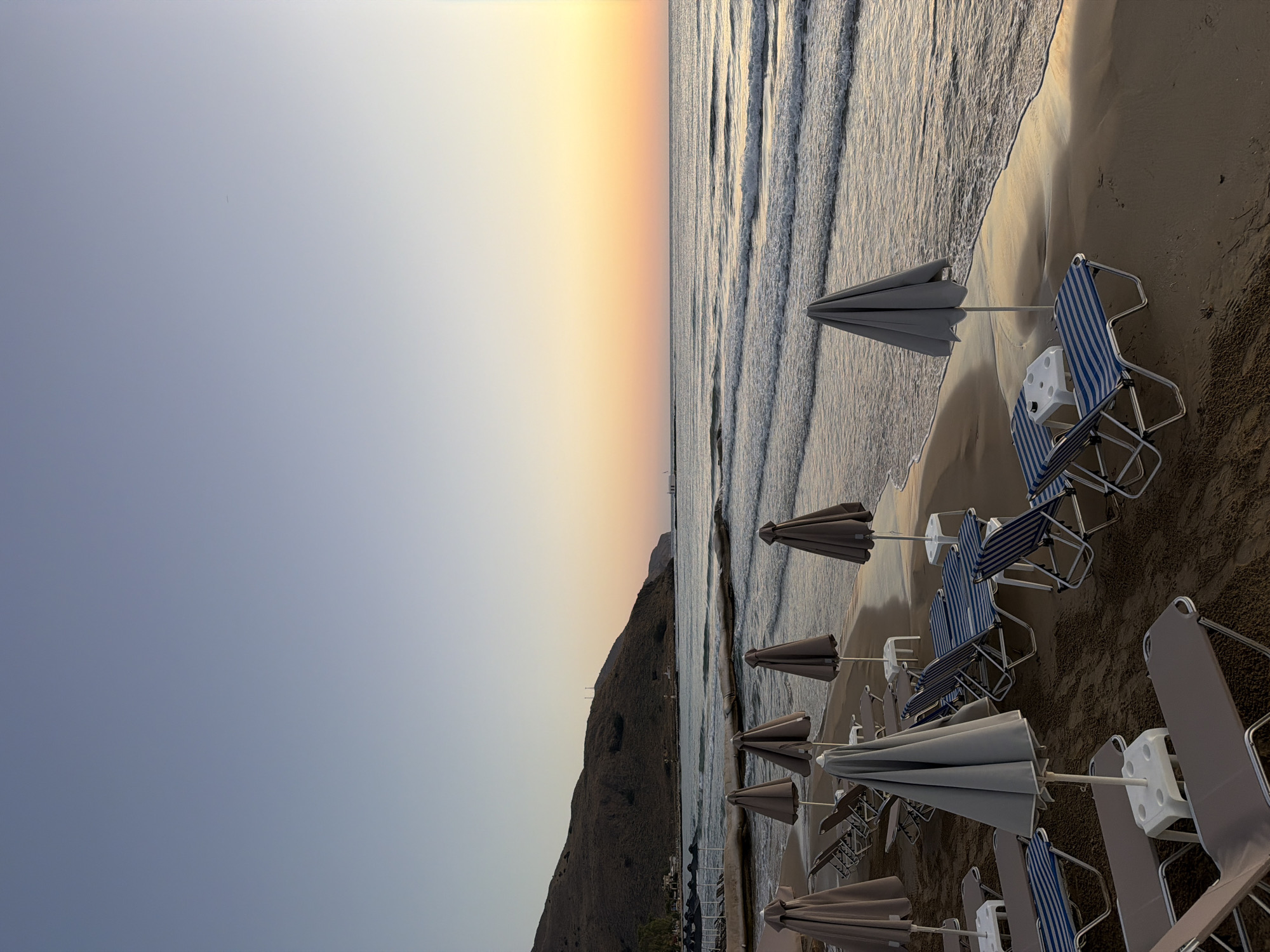 Empty beach at golden hour, Georgioupoli, Crete