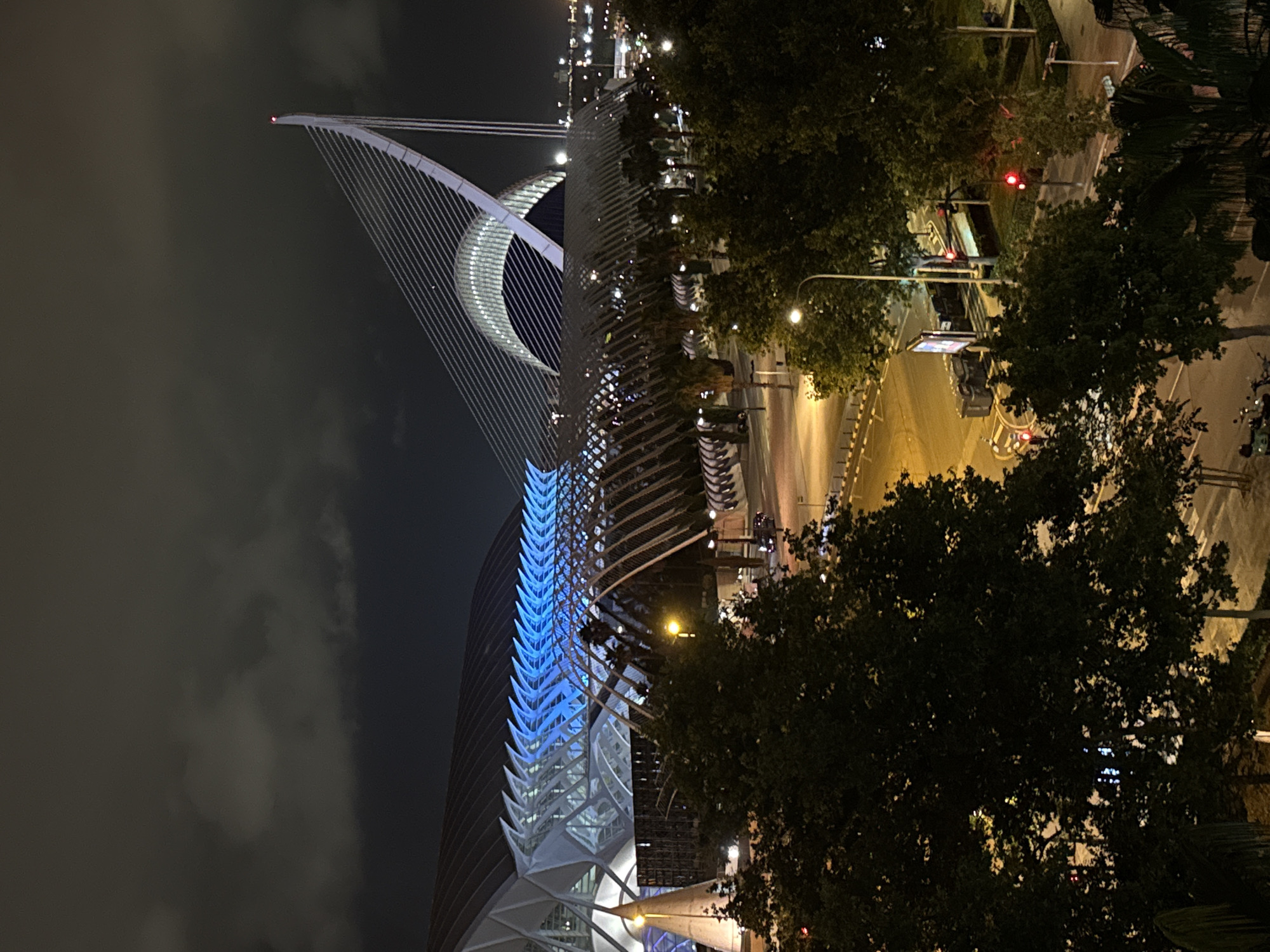 Nighttime photography session captures Valencia's illuminated Arts and Sciences complex