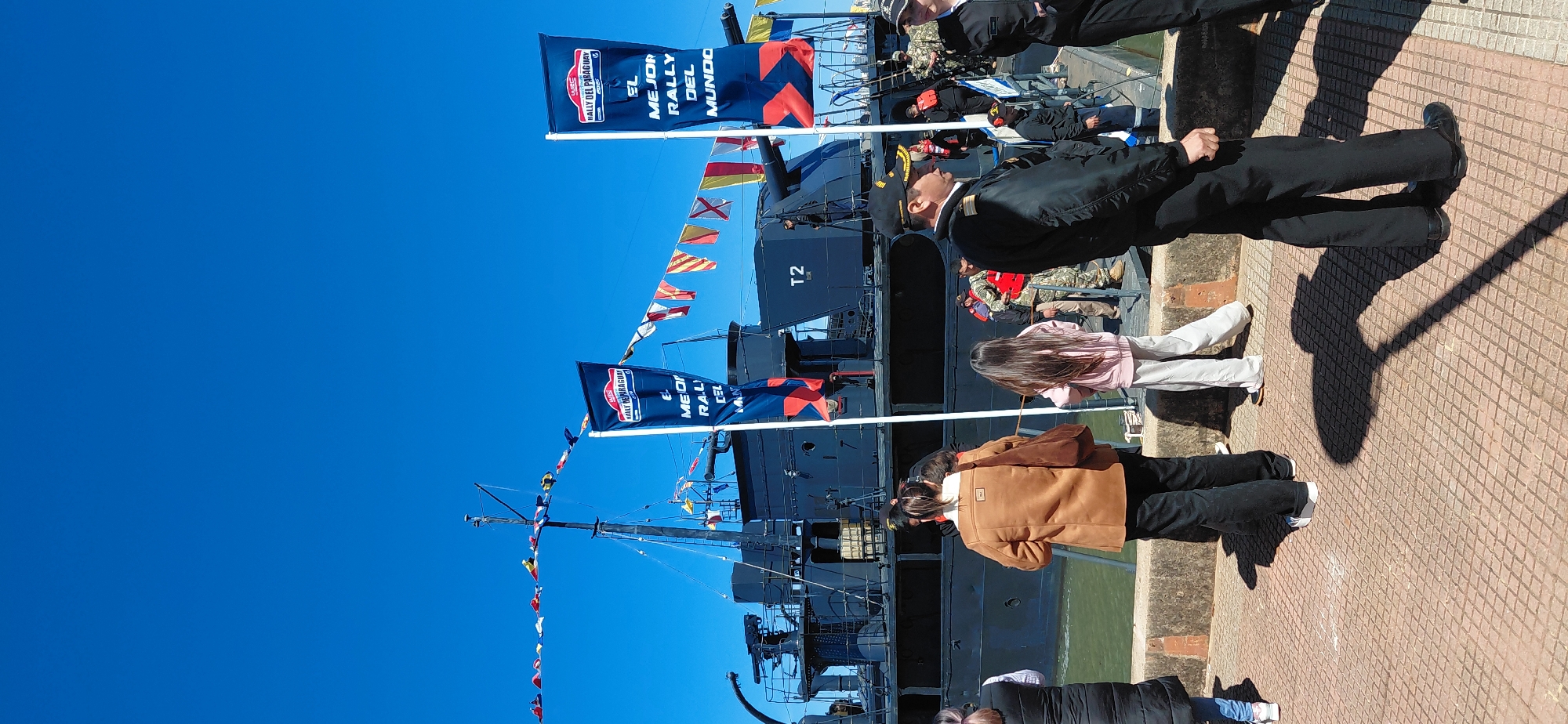 Historic warship on public display along Encarnación's riverfront