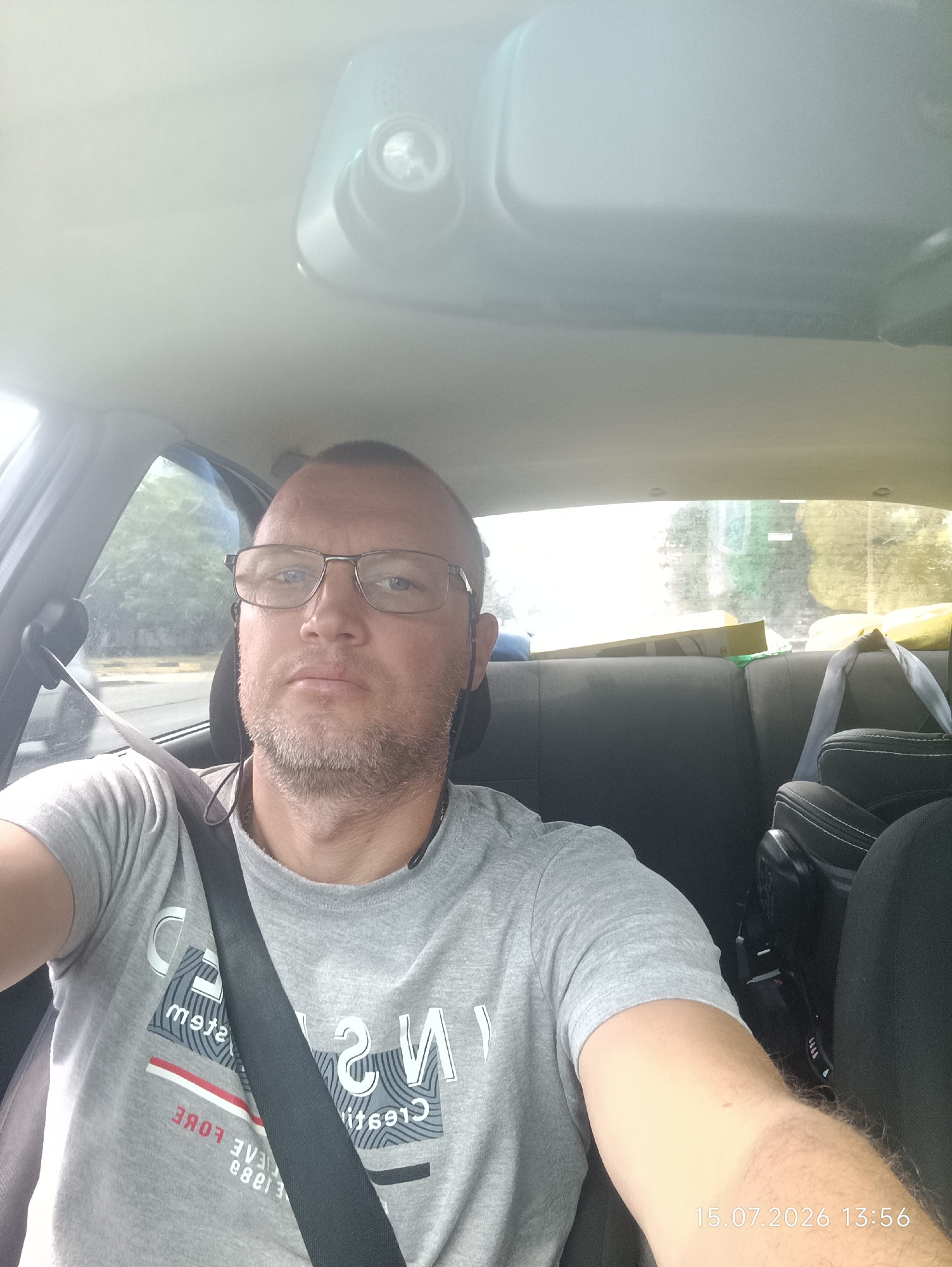 Behind the wheel in Odesa on a regular drive.