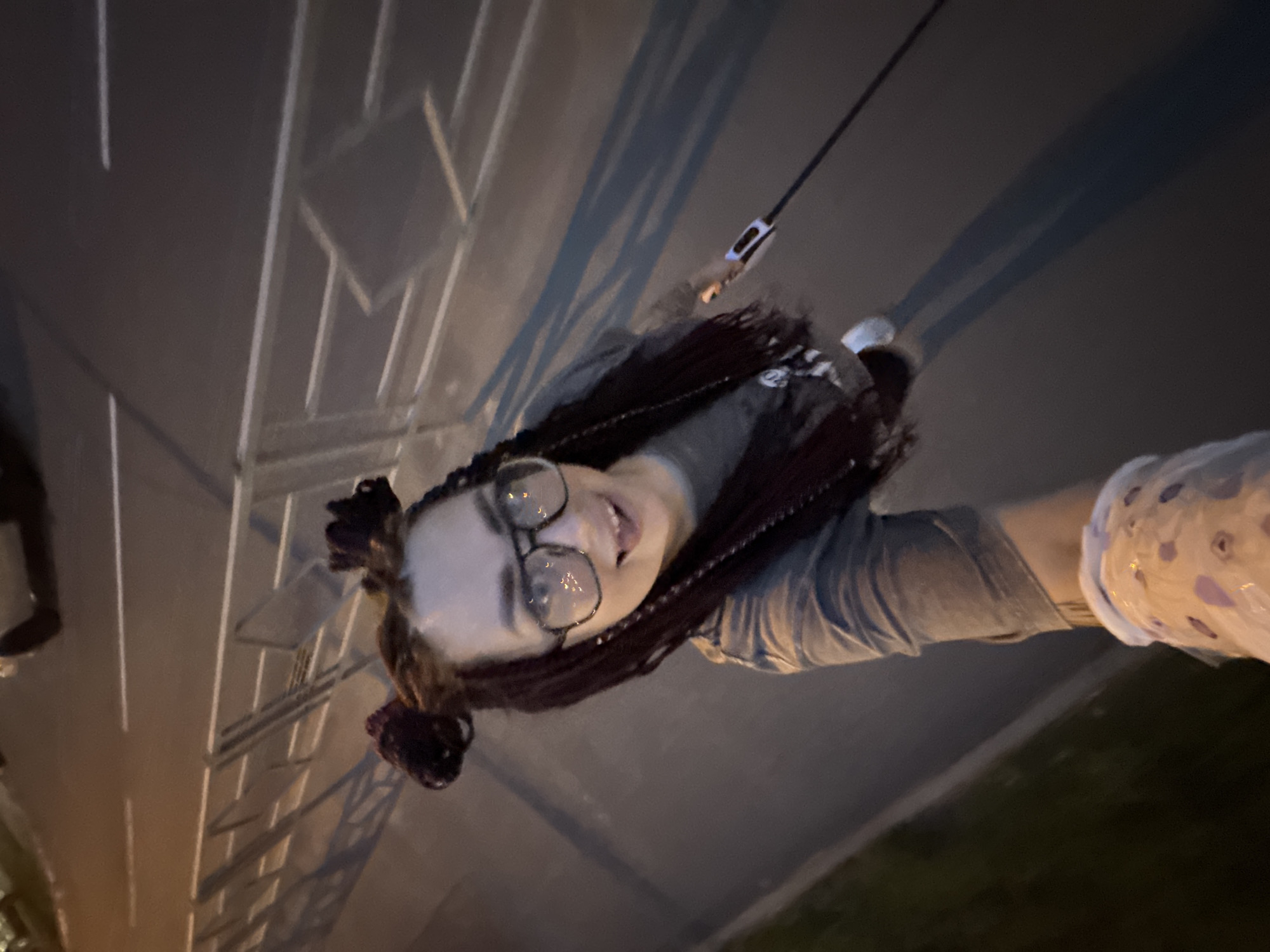 Dusk selfie session on a Tolyatti sidewalk with a husky
