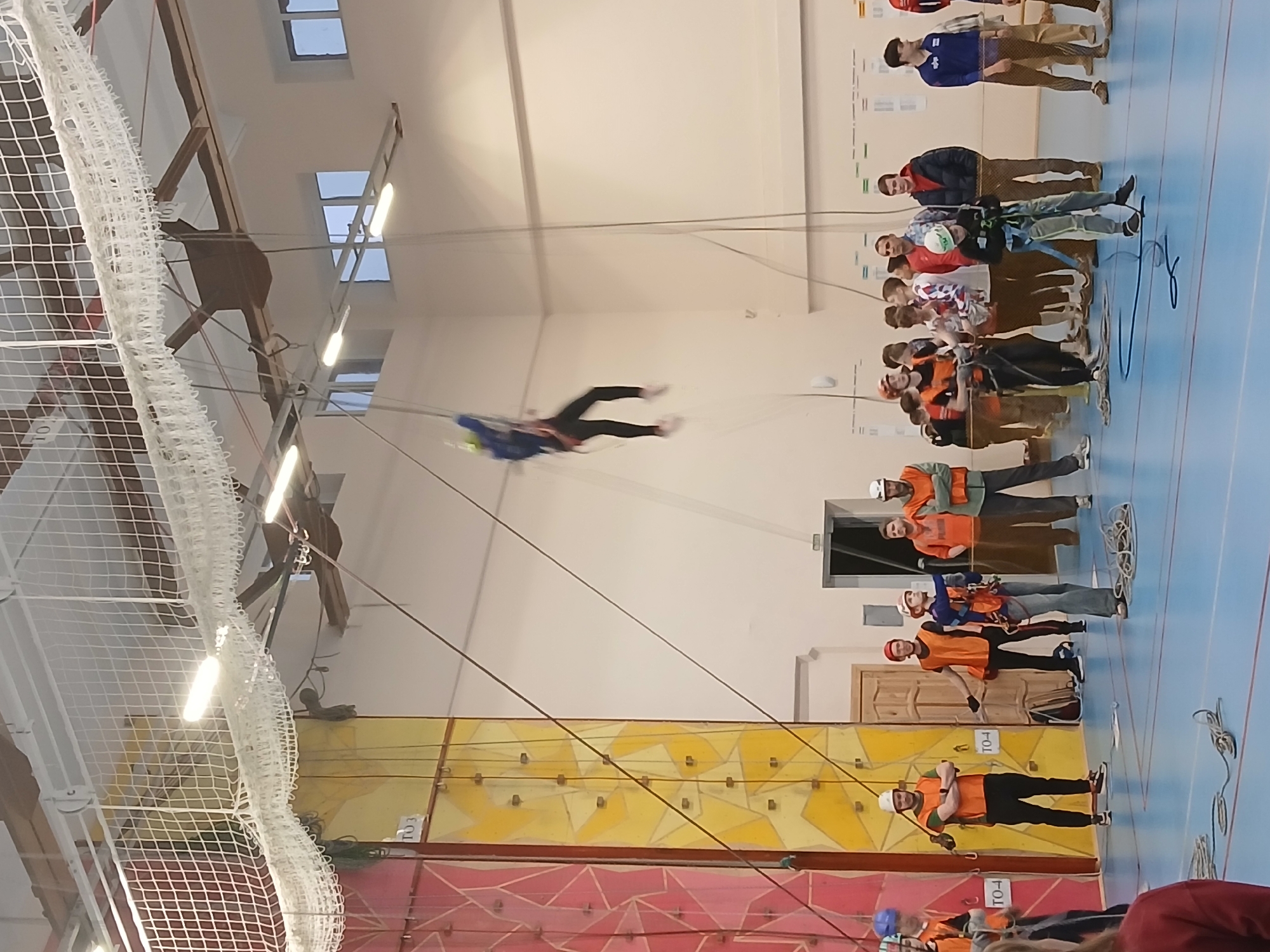 Athlete suspended upside down during training in Berezniki gymnasium