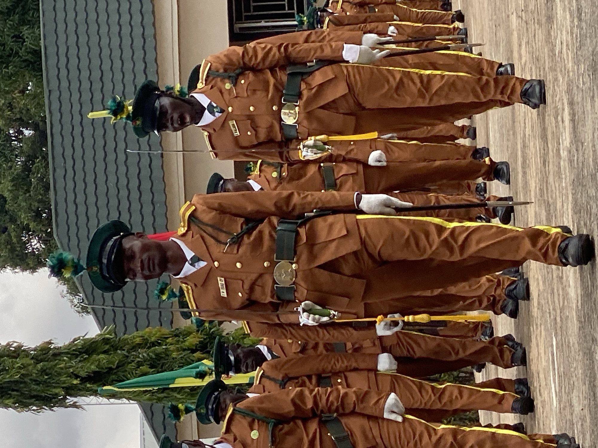 Uniformed formation marches in ceremony, Kaduna, Nigeria