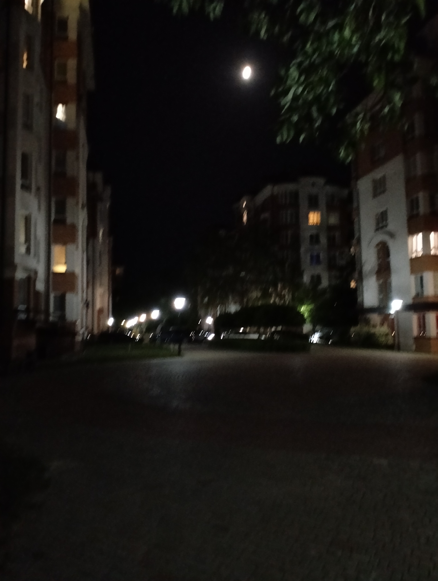 Nighttime documentation of quiet Krykhivtsi streets and buildings