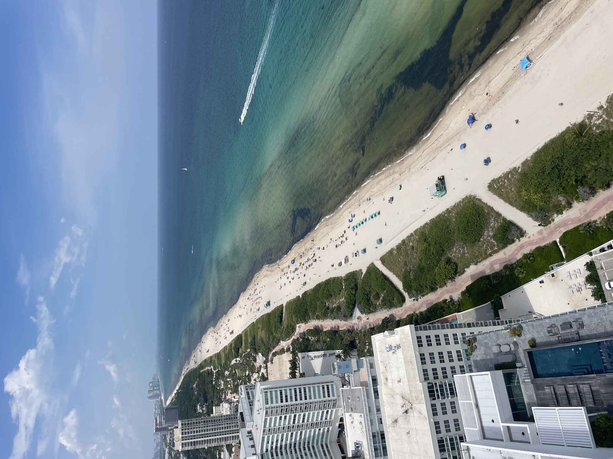 Busy summer afternoon on Miami Beach from the air