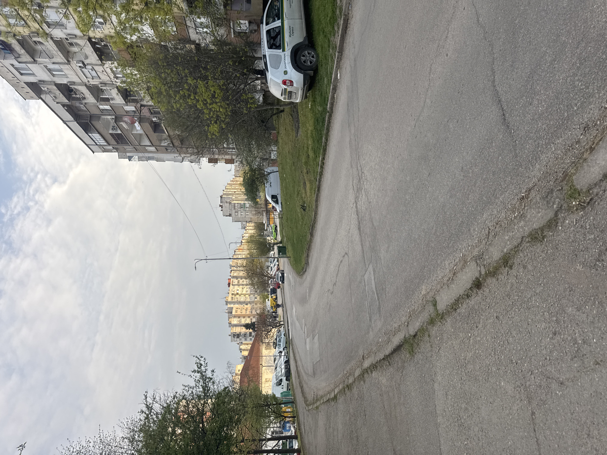 Soviet-era buildings captured in Montana, Bulgaria street scene