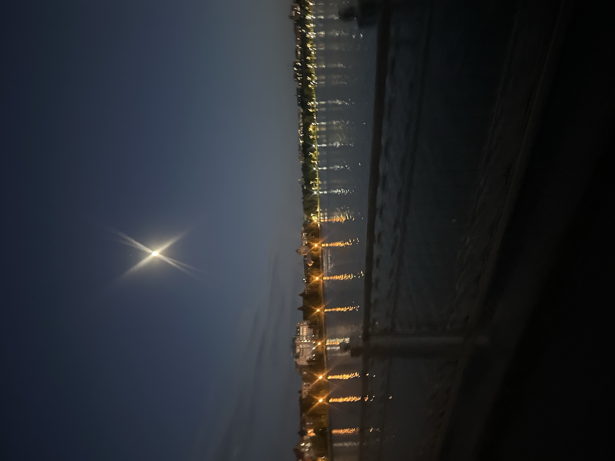 Ternopil Lake promenade at dusk, sunset to moonrise