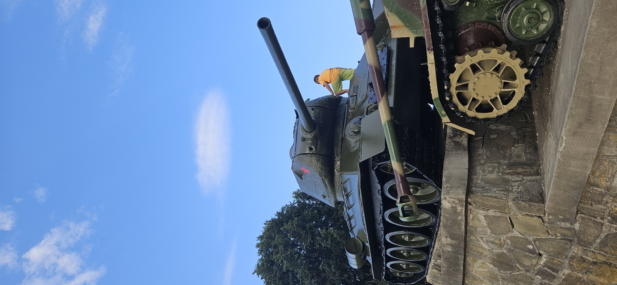 Soviet and German memorial tanks on display in Svidník, Slovakia