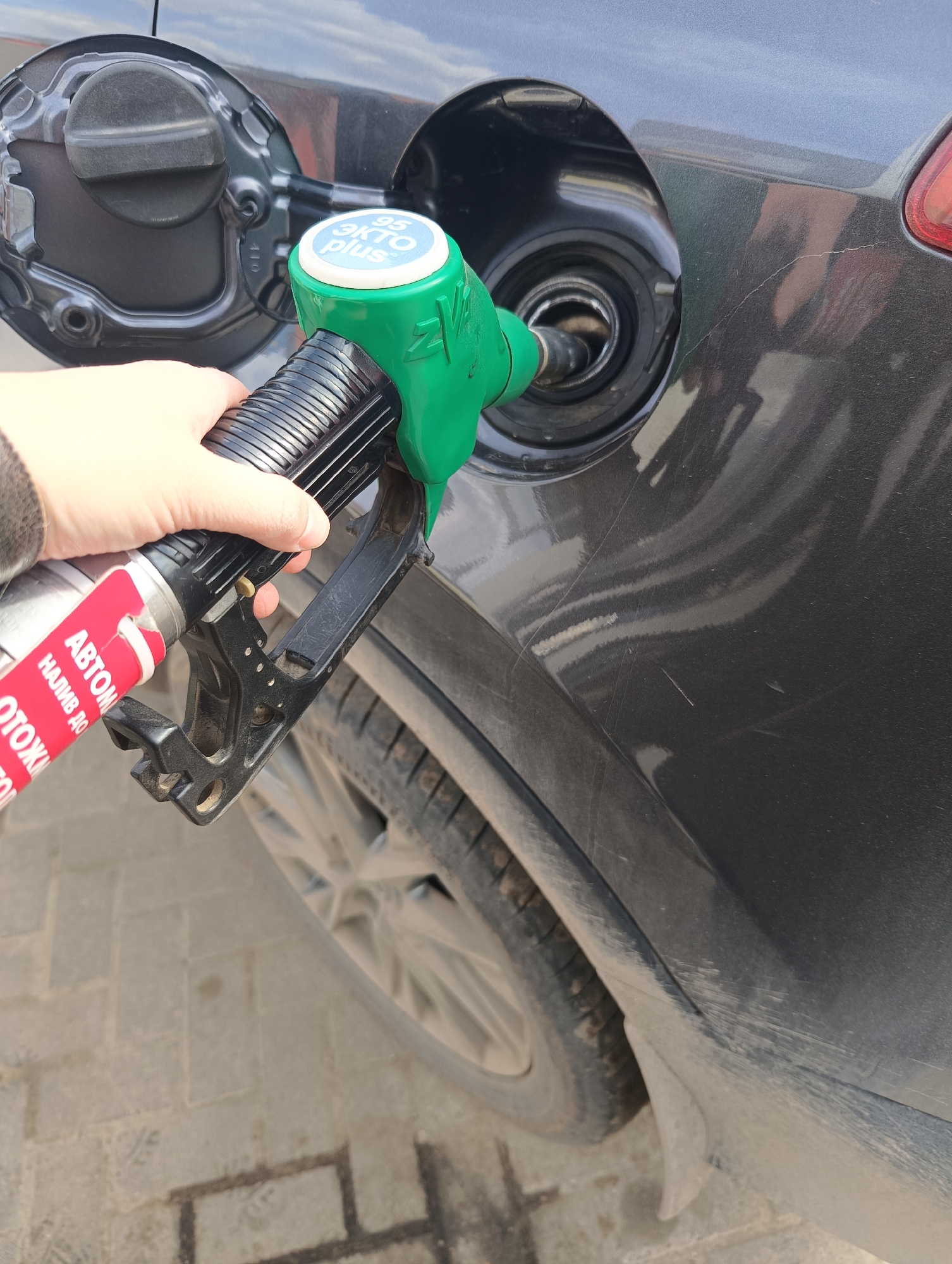 Family car trip documented through gas station and highway travel