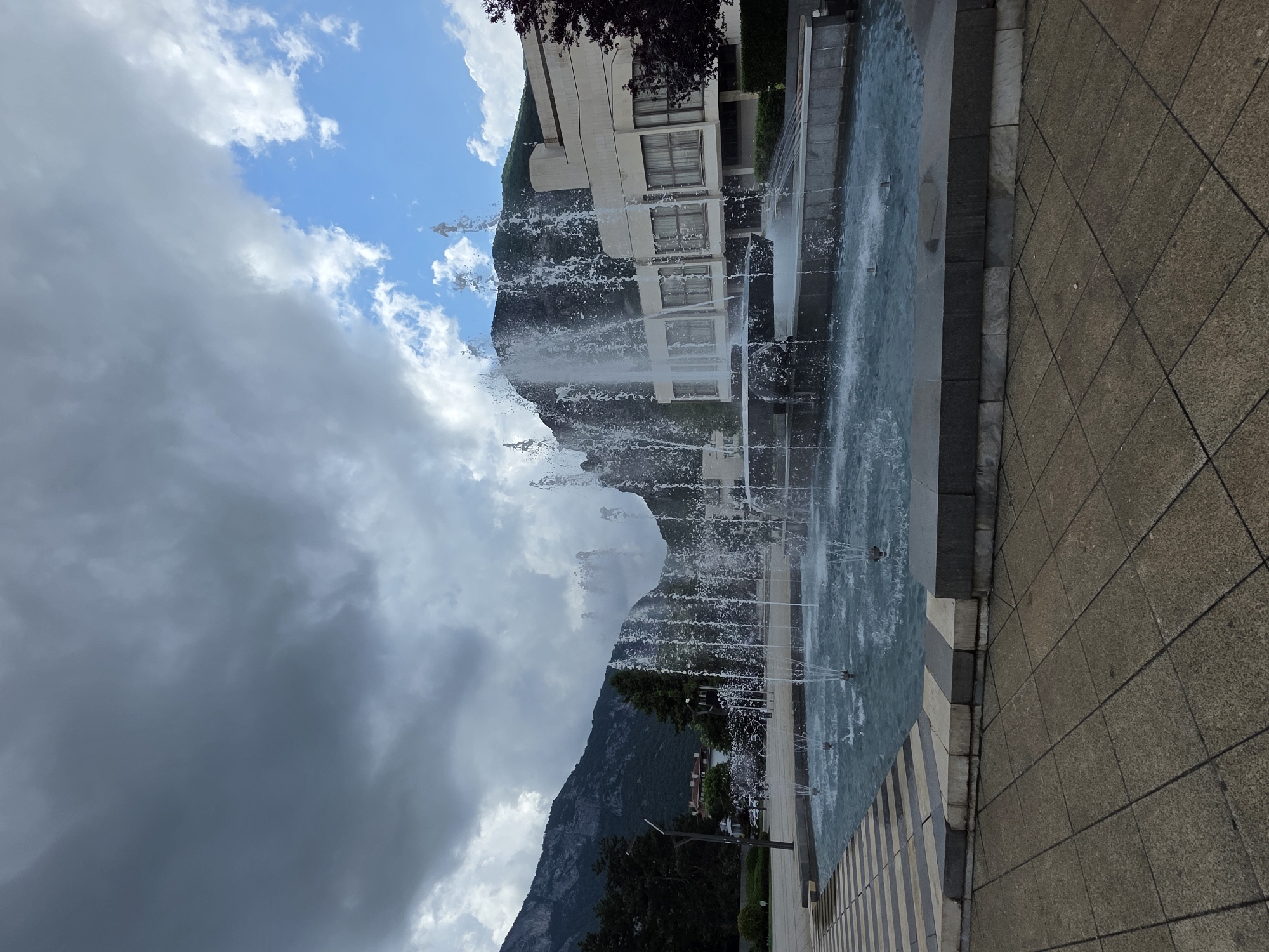 Tourist documents Vratsa city landmarks during morning walkthrough