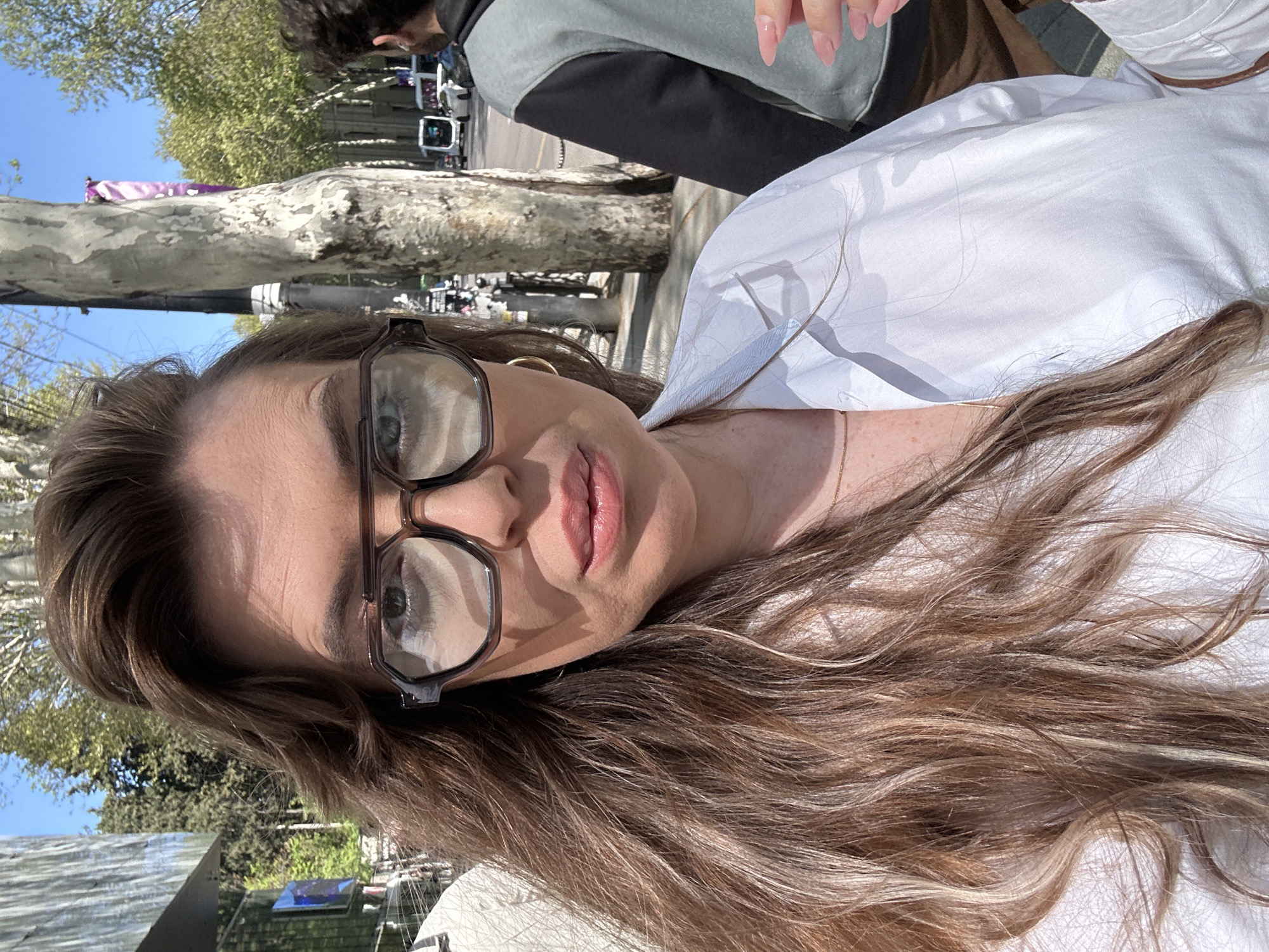 Woman takes morning selfies in downtown Tbilisi