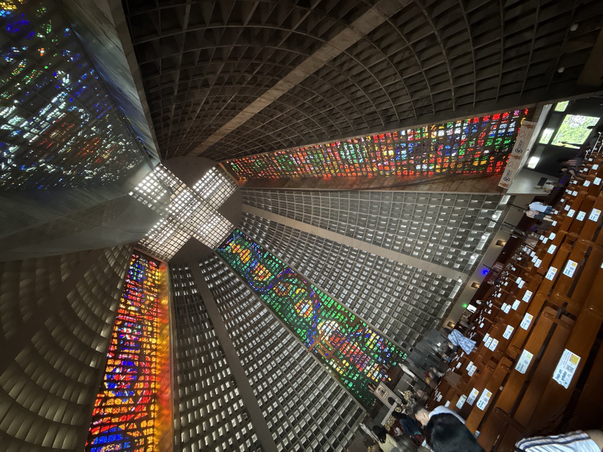 Visitor documents Rio's Metropolitan Cathedral during afternoon exploration