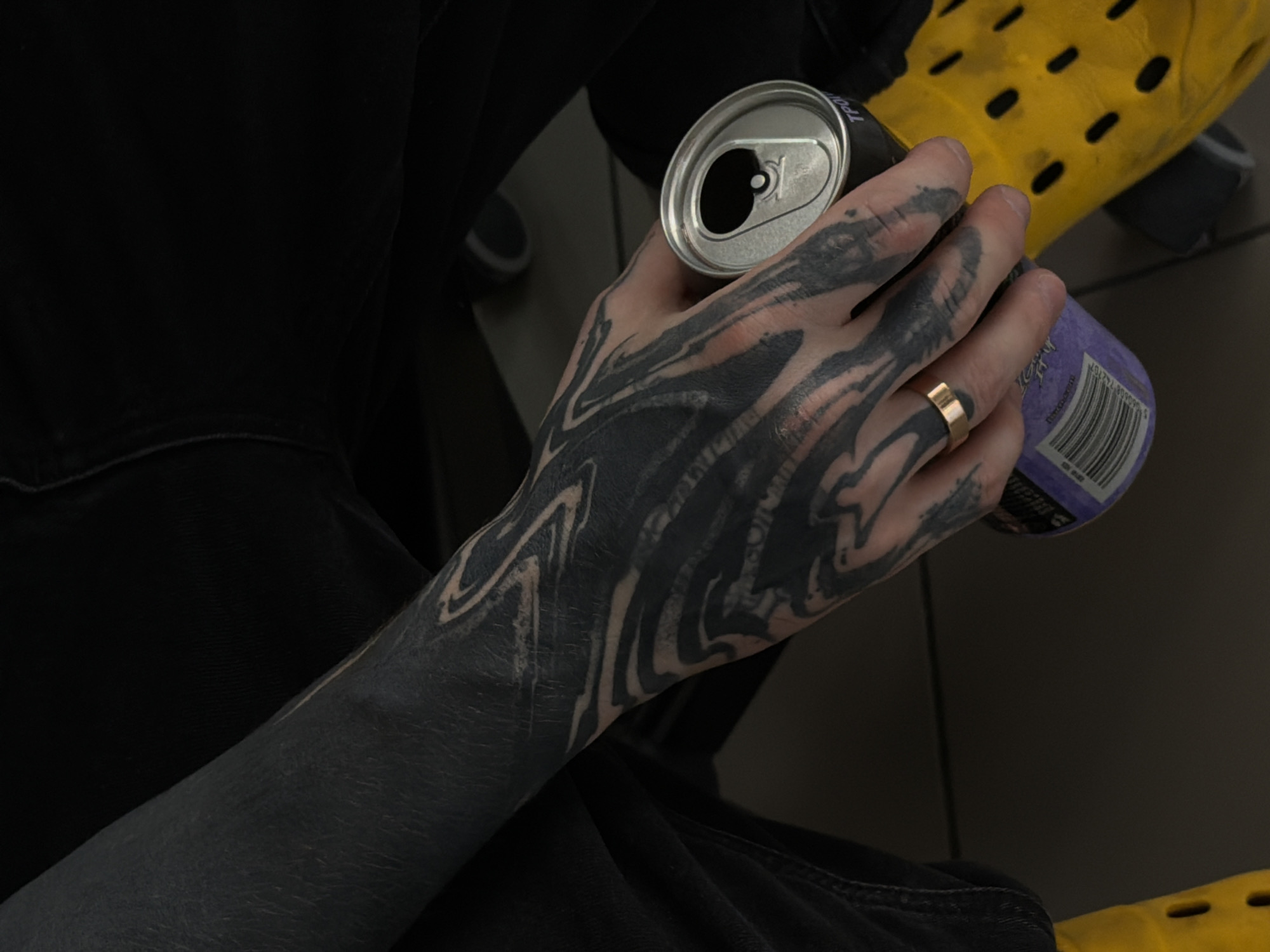 Tattooed arm photographed in close-up in Orenburg, Russia
