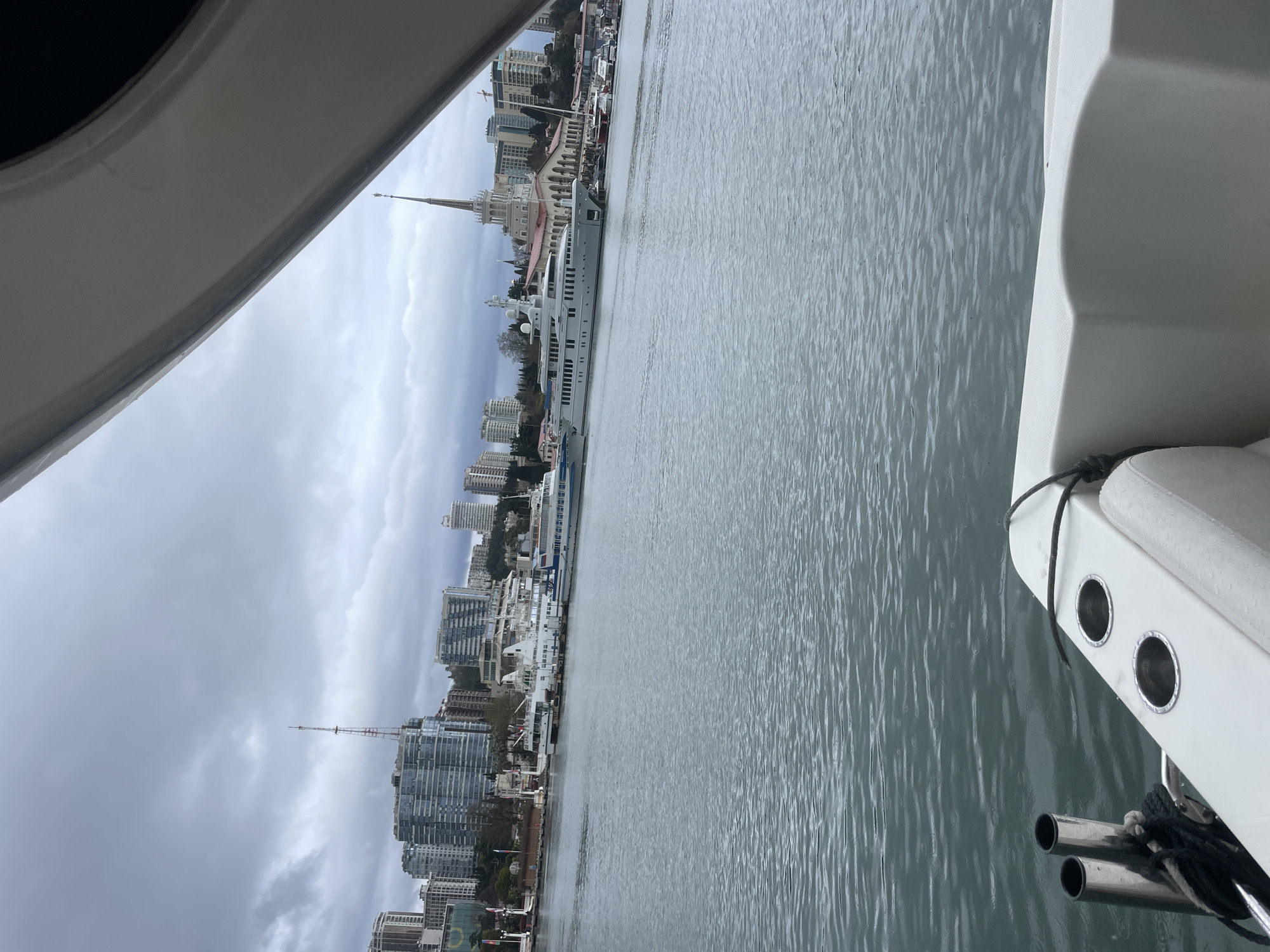 Boat excursion documented in rainy Sochi with spring blooms