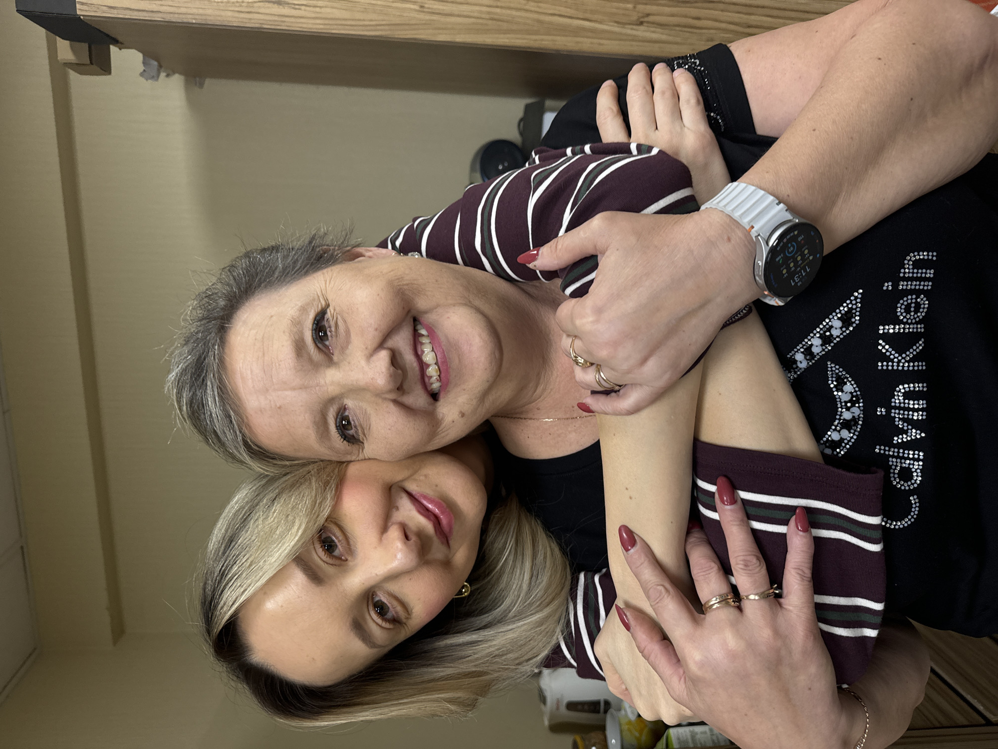 Morning embrace between women documented in Riga with #Hugs