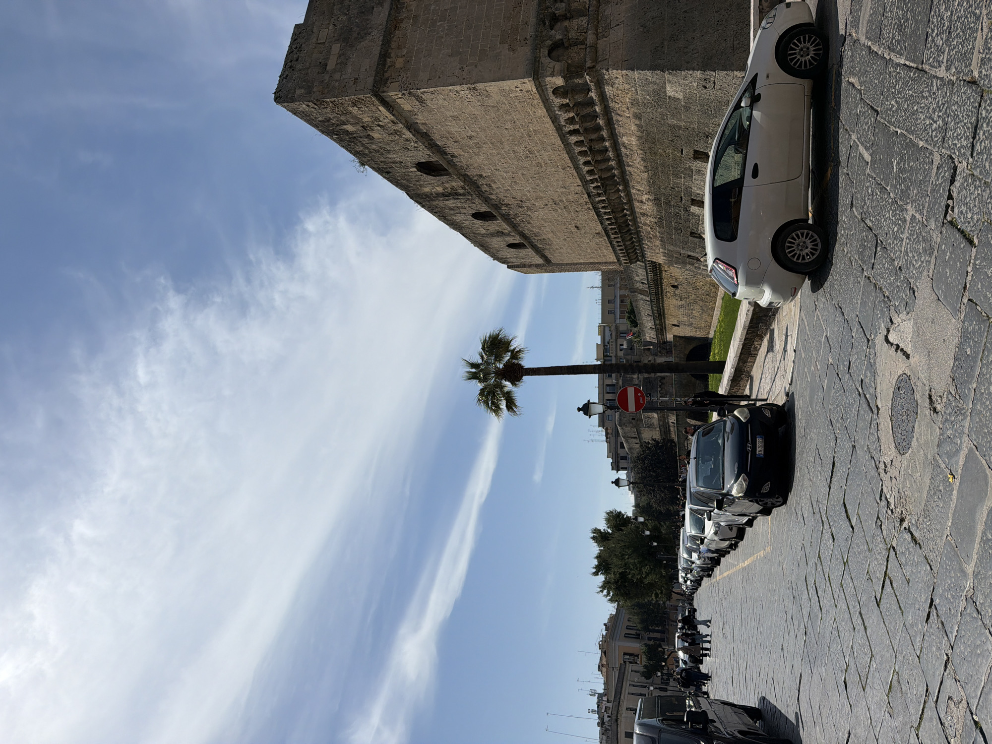 Street scenes documented around medieval castle in Bari, Italy