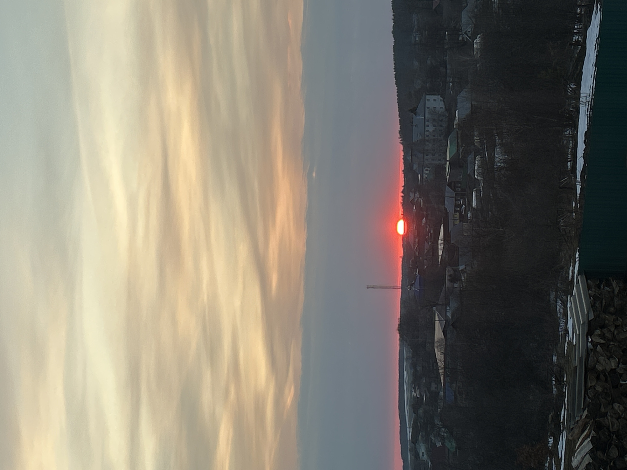 Sunset observed over Фоки, Russia with contrasting sky colors