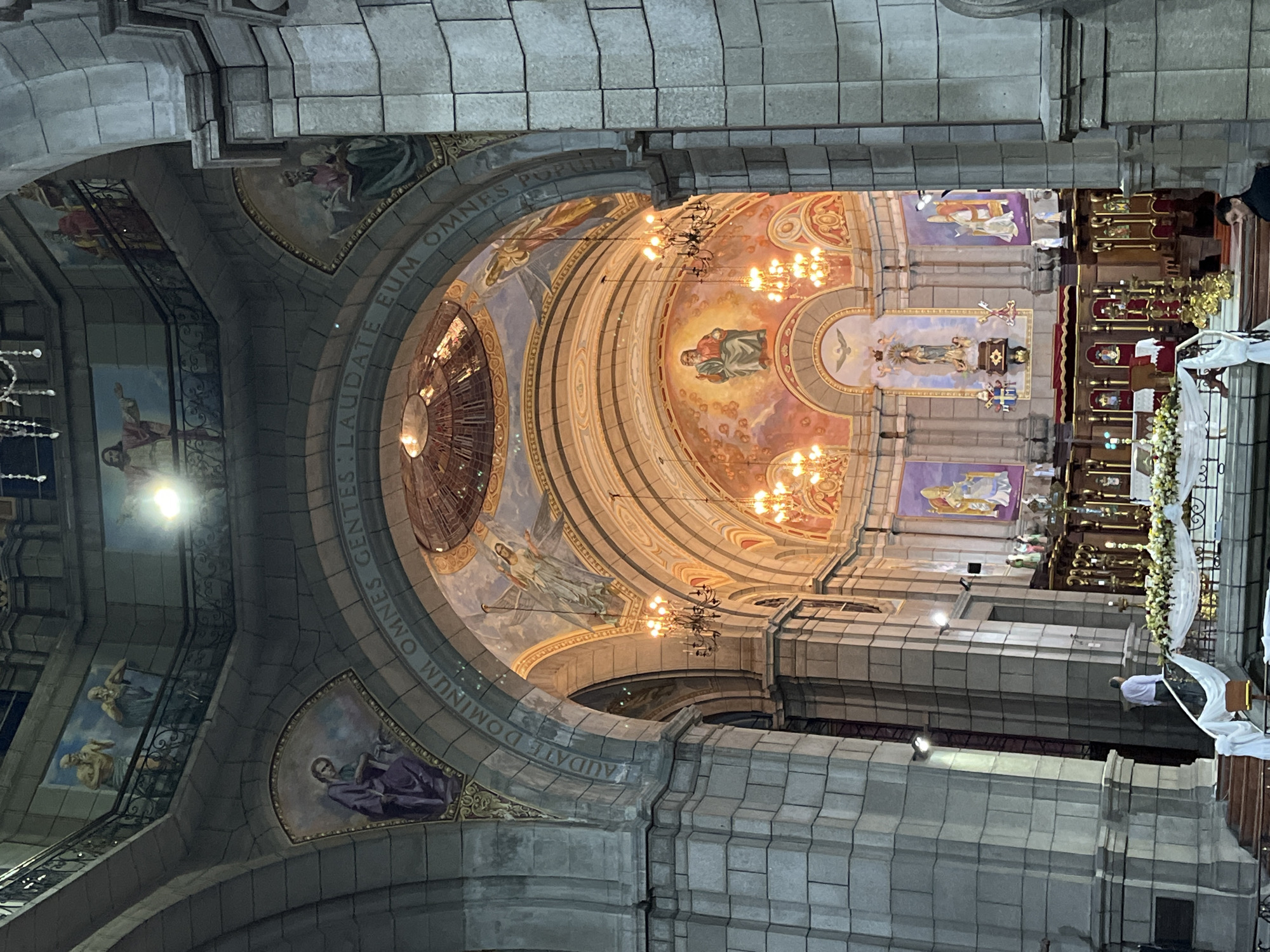 Wedding night at Mérida Cathedral, with a park nearby at dusk