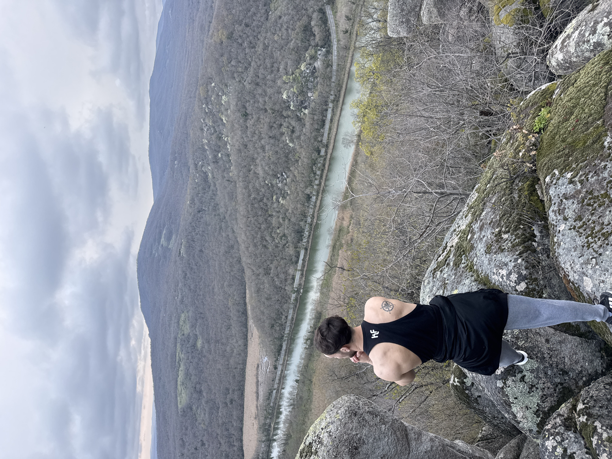 Tourist poses for photos at Beglik Tash site Bulgaria