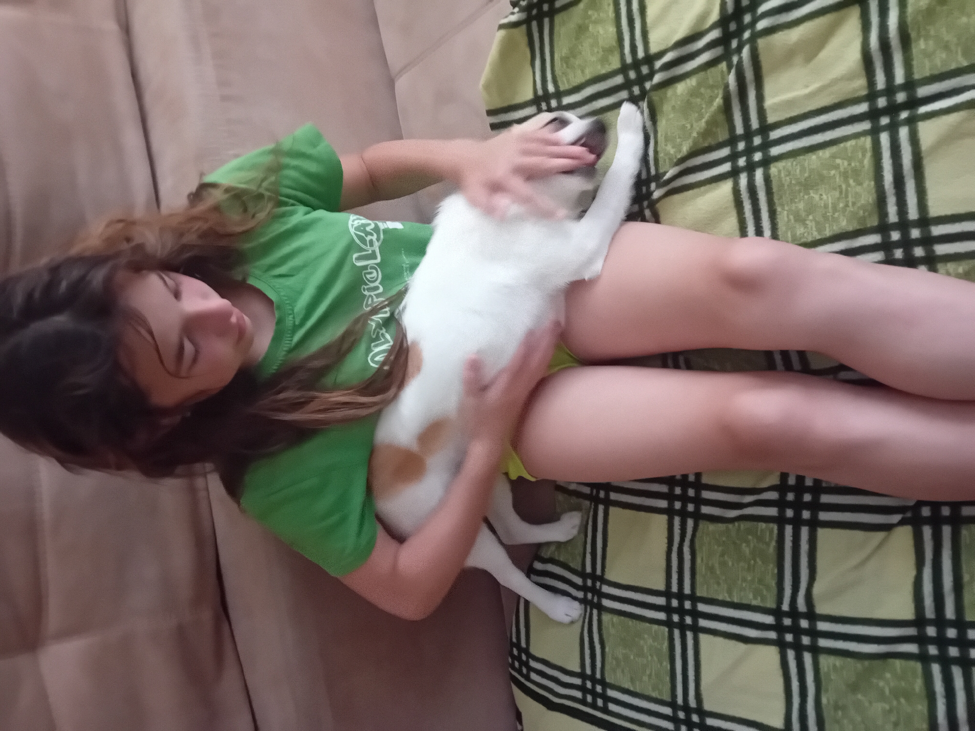 Kids and pets hanging out at home in Chuhuiv