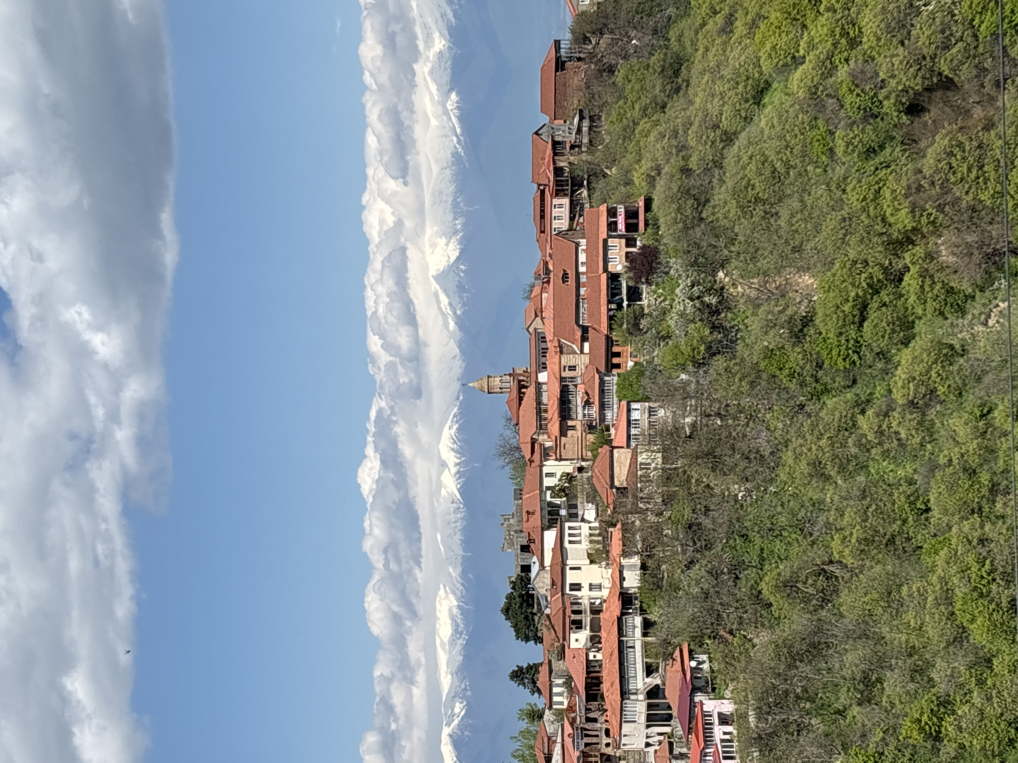 Witness documents Sighnaghi cityscape with red roofs, church steeple