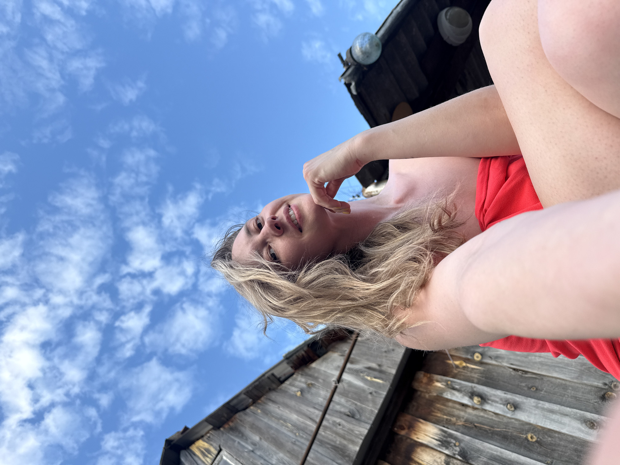 Woman documents spring day with outdoor selfies in Chaikovsky