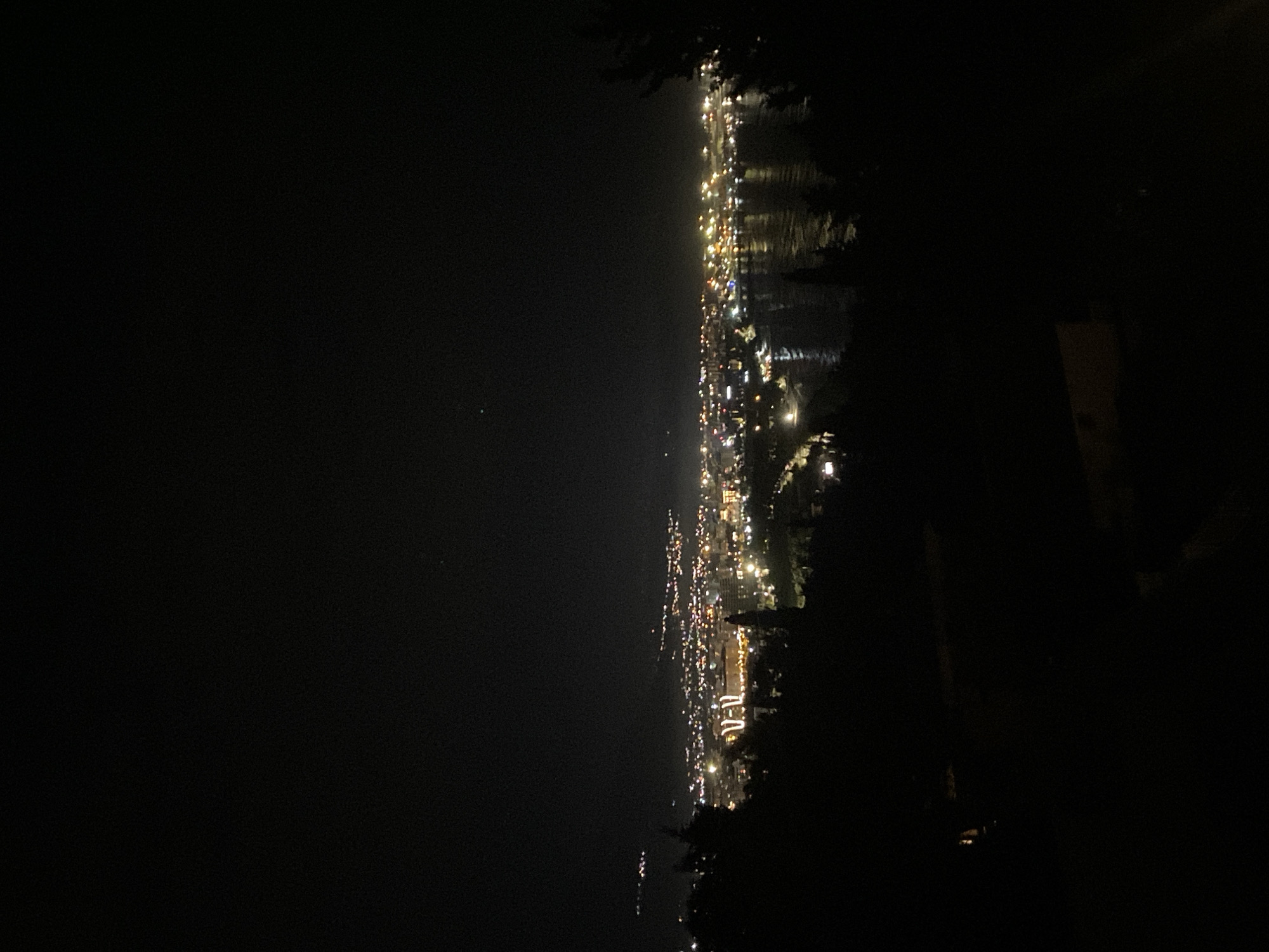 Night views captured of illuminated coastal Šušanj, Montenegro