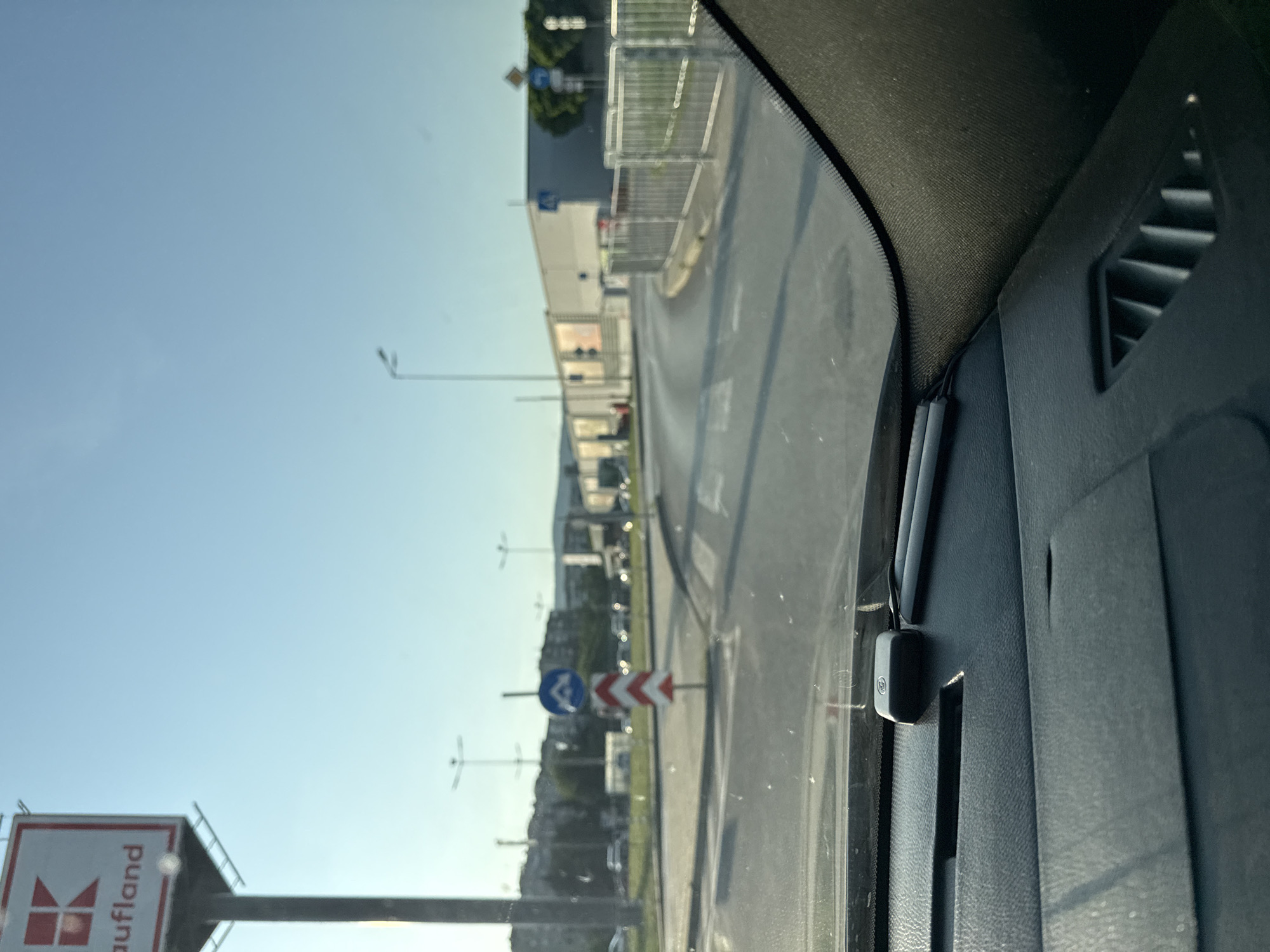 Driver approaches Kaufland intersection in Stara Zagora, Bulgaria