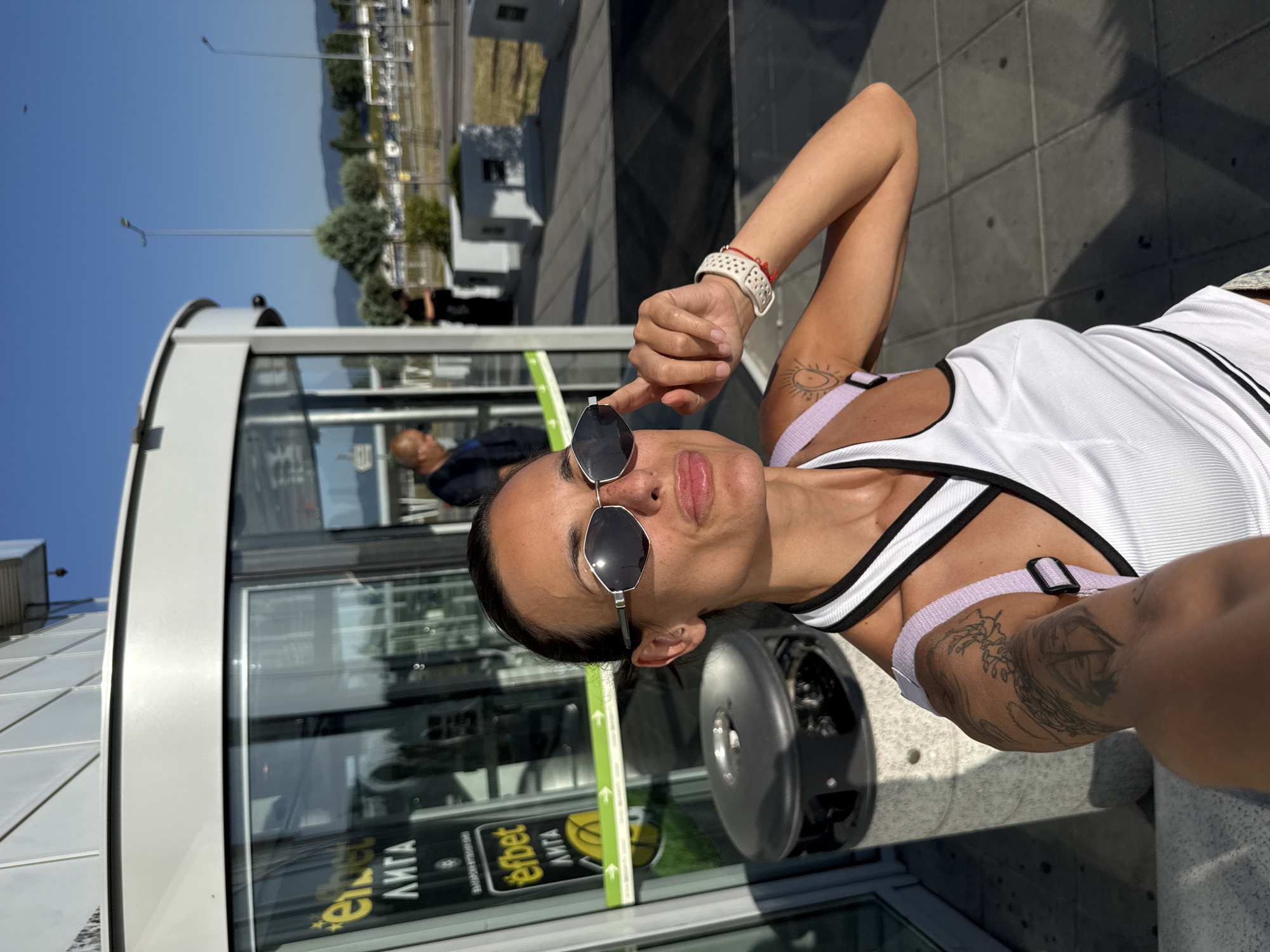 Sunny afternoon selfies and taxi lineup at Sofia Airport