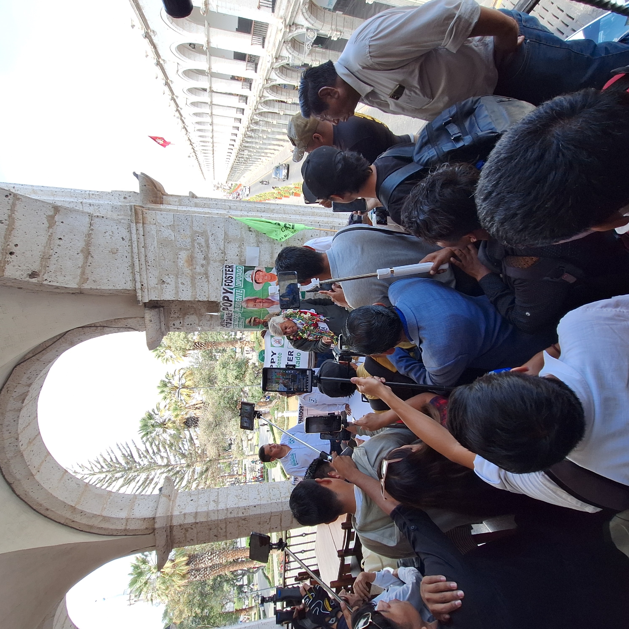 Political gathering with Good Government banners held in Arequipa