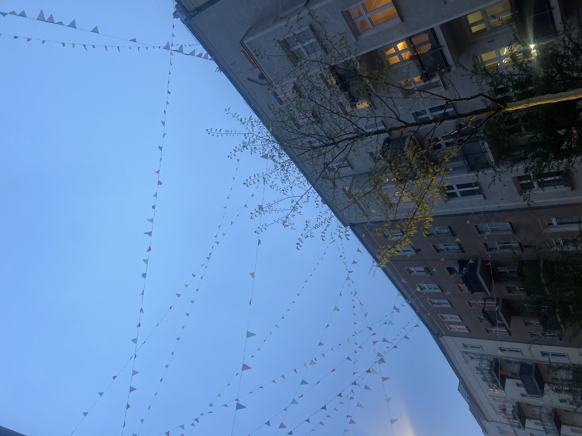 Festive flags spotted strung between Berlin buildings