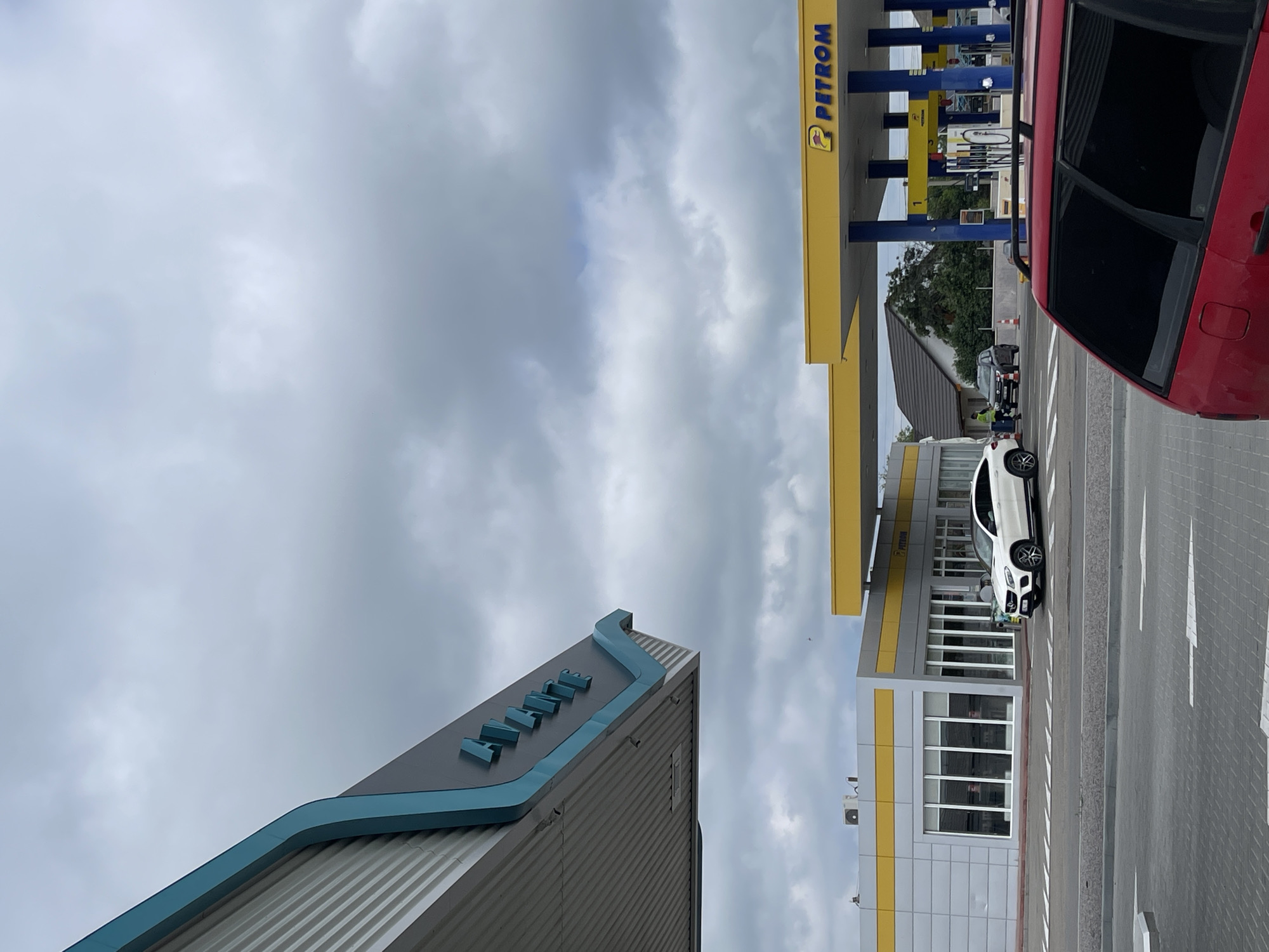 Tilted view captured at Moldova commercial area under cloudy skies