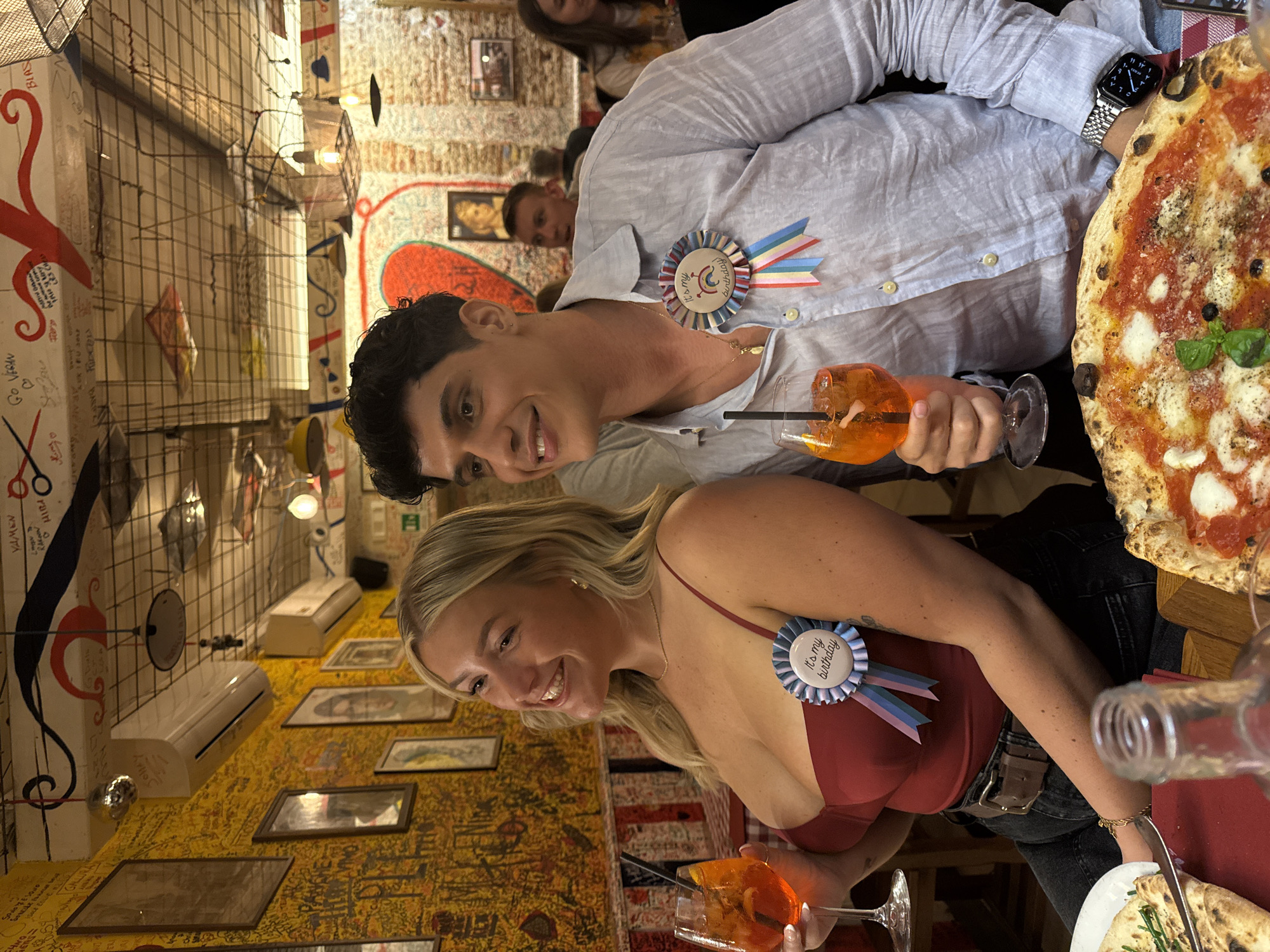 Birthday celebration with pizzas at Milan restaurant