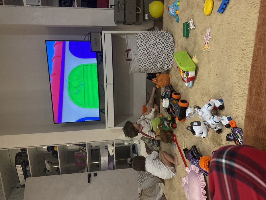 Children play with toys in Khimki living room
