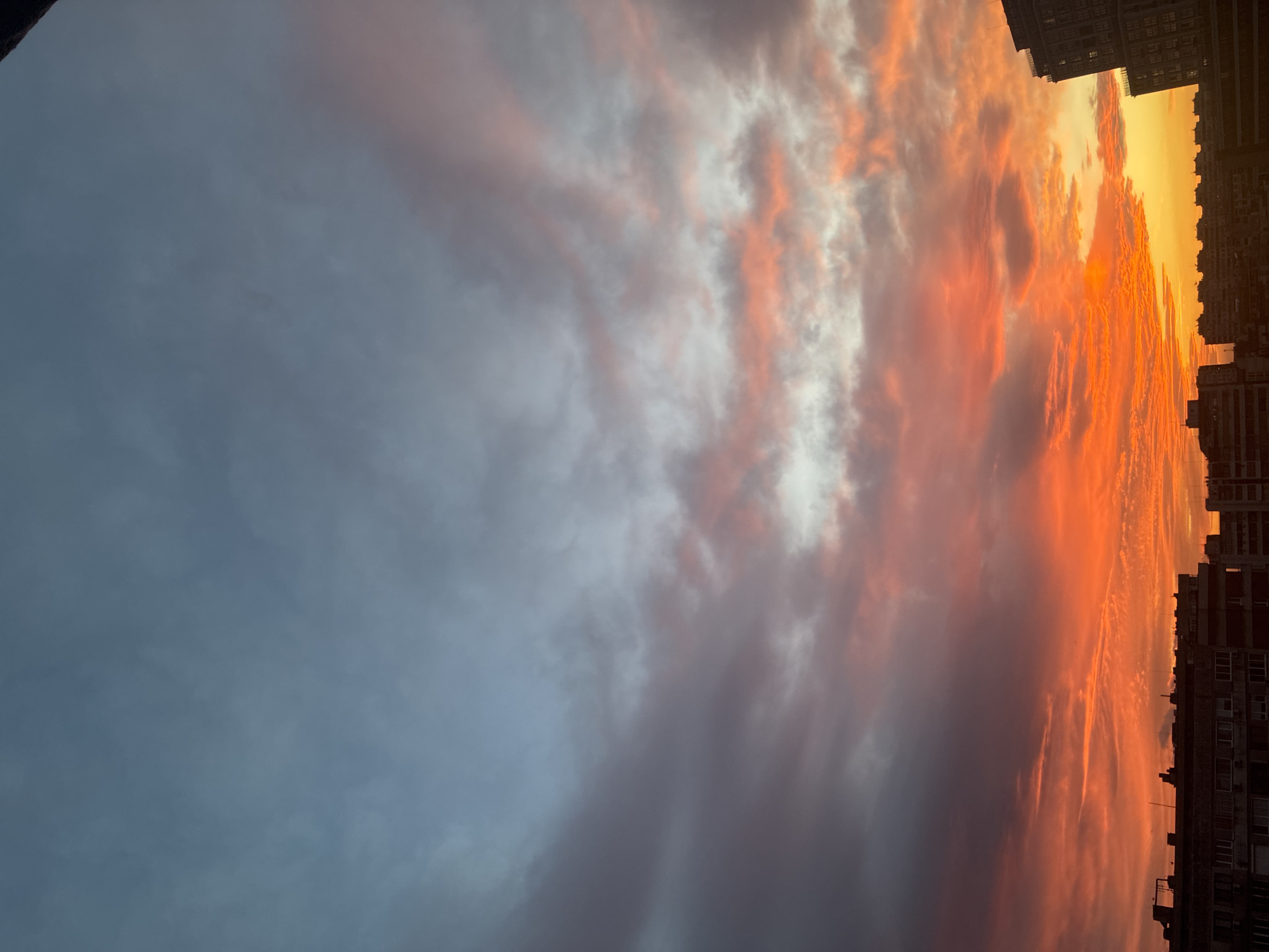 Dramatic sunset colors urban skyline in Burgas, Bulgaria