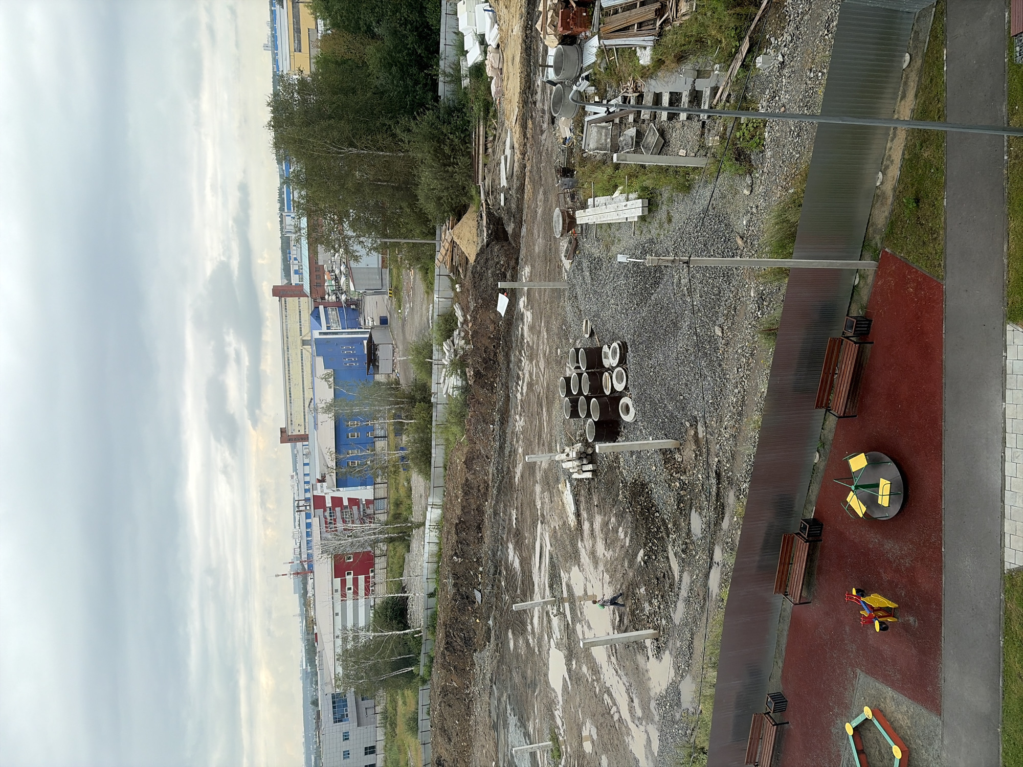 Yekaterinburg construction site on a grey July morning