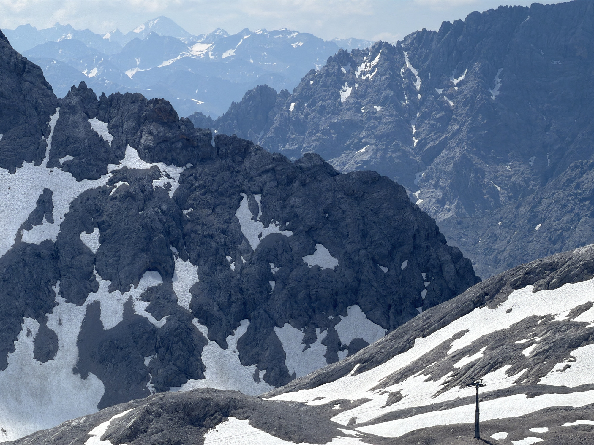 Summer morning on the Zugspitze, snow patches and all