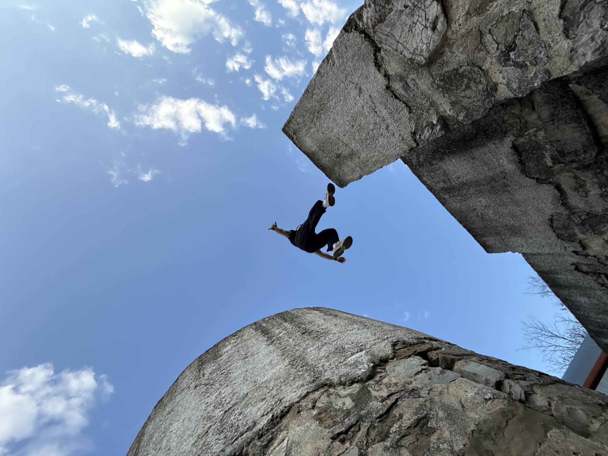 Acrobatic jumps performed at ancient Bulgarian ruins in Veliki Preslav