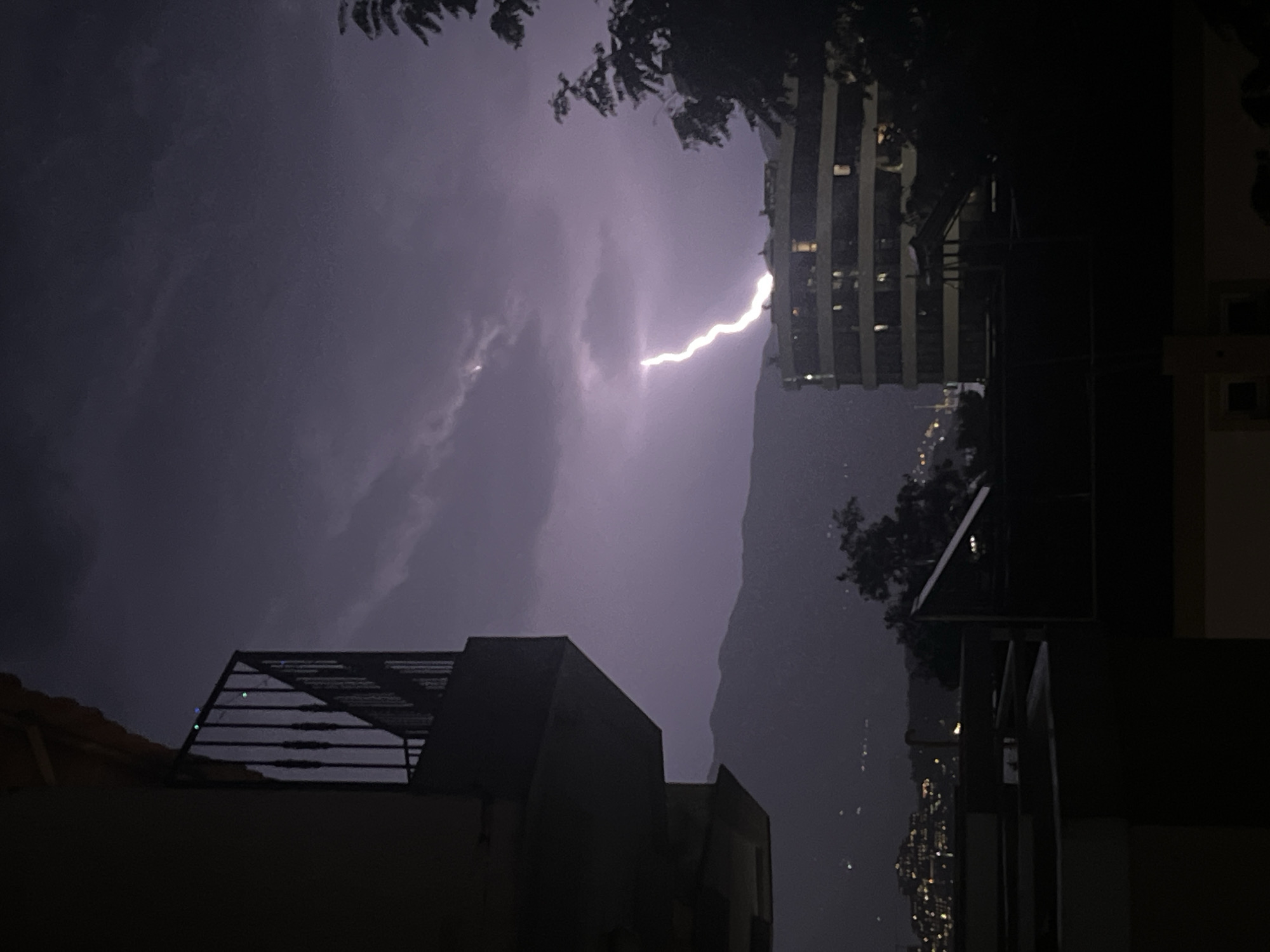 Lightning strike lights up night sky over Budva, Montenegro