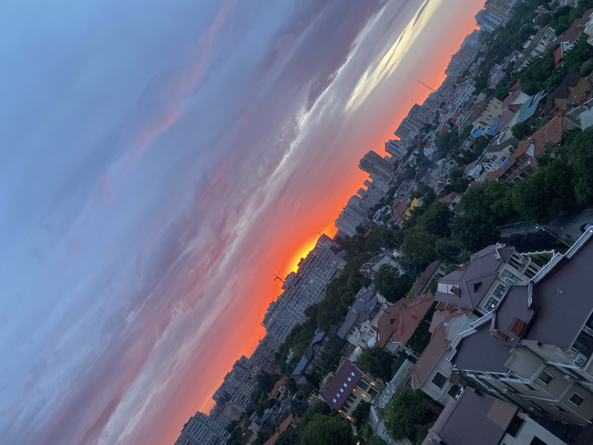 Aerial sunset over Odesa captured from multiple angles