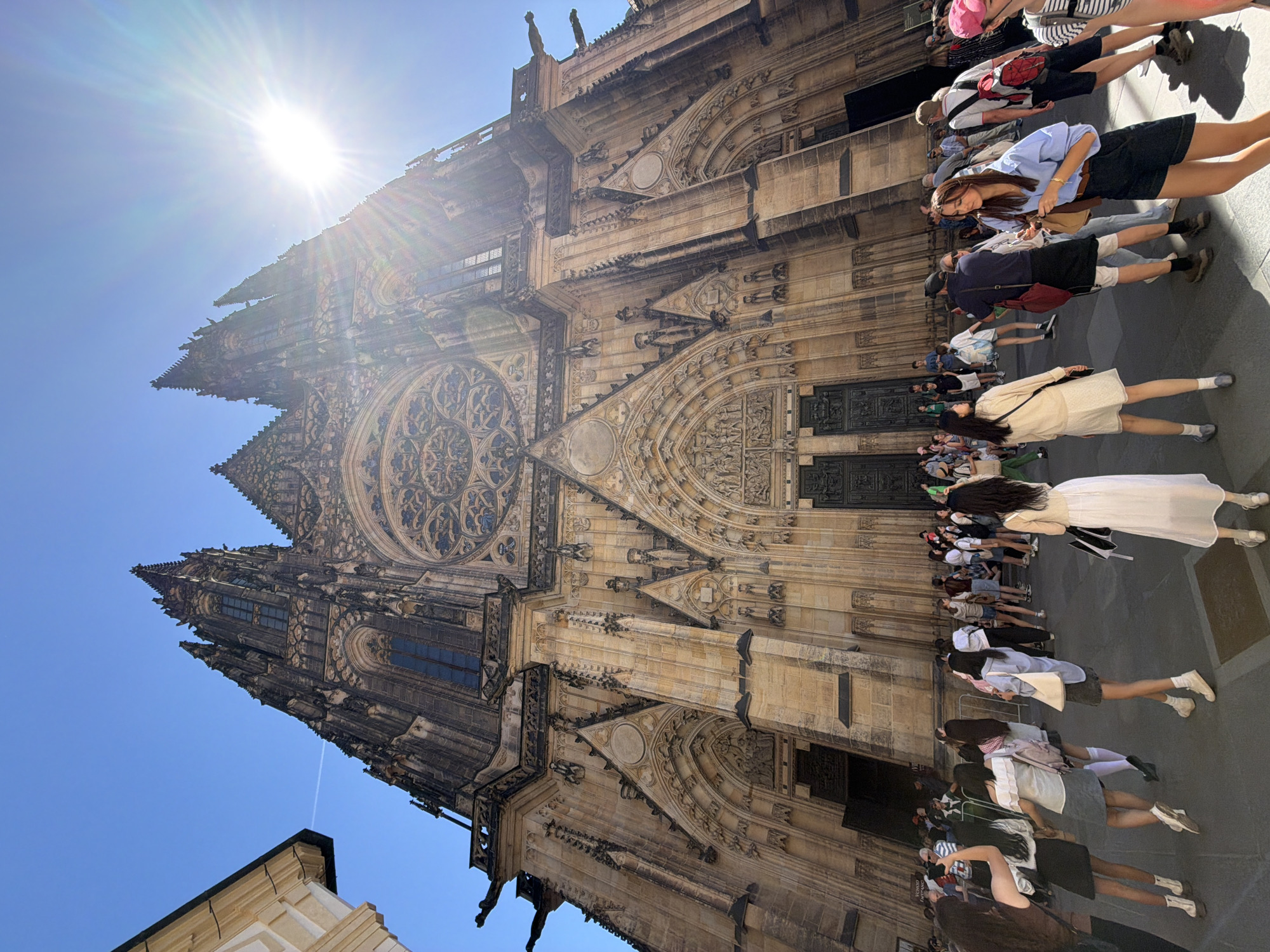 Tourist documents Prague Castle and cathedral visit
