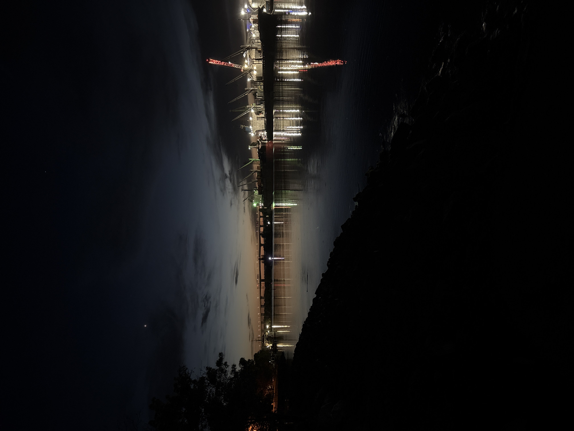 Nighttime photography captures illuminated Port of Varna facilities