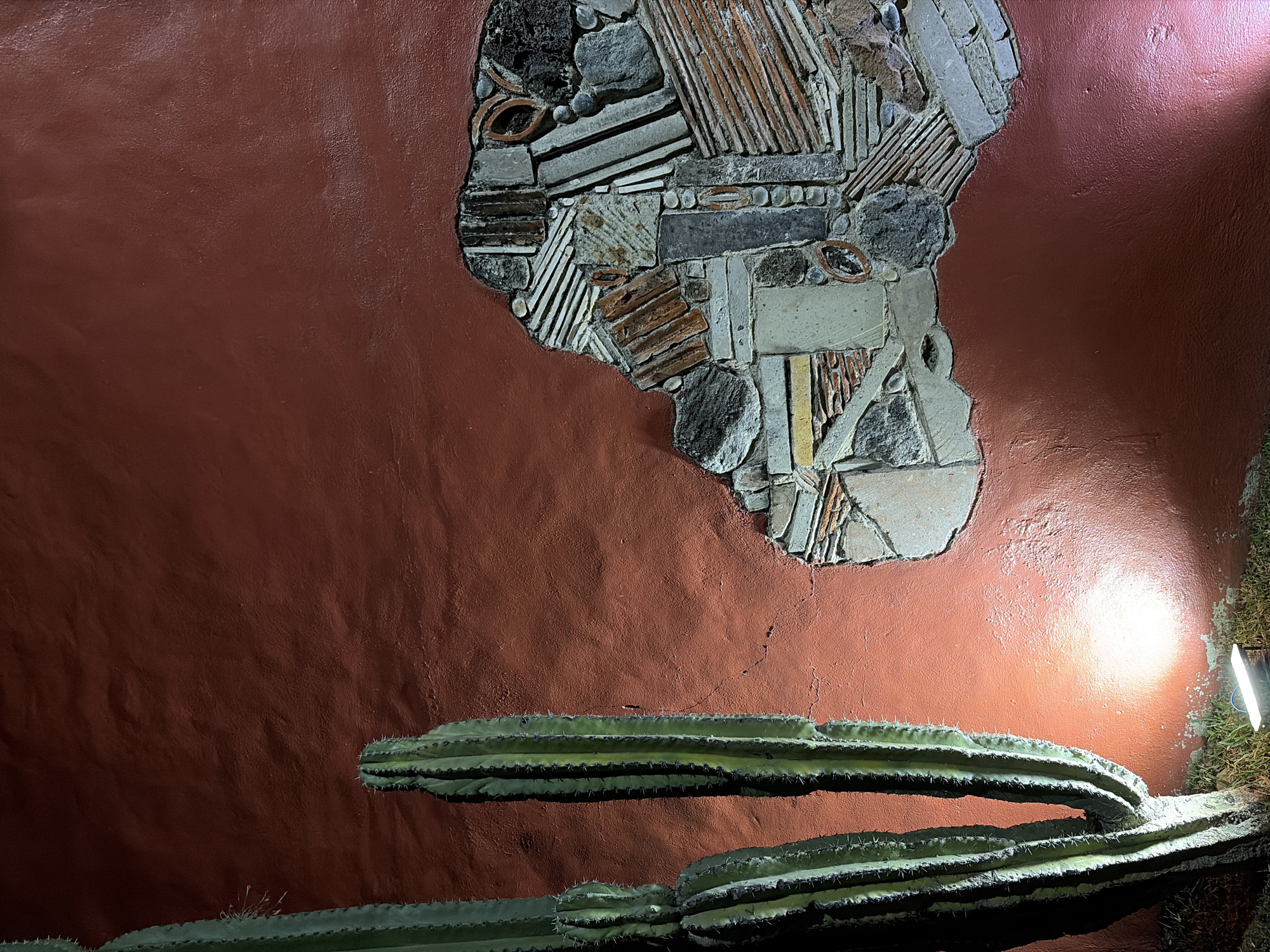 Decorative stone mosaic wall spotted in Cuernavaca
