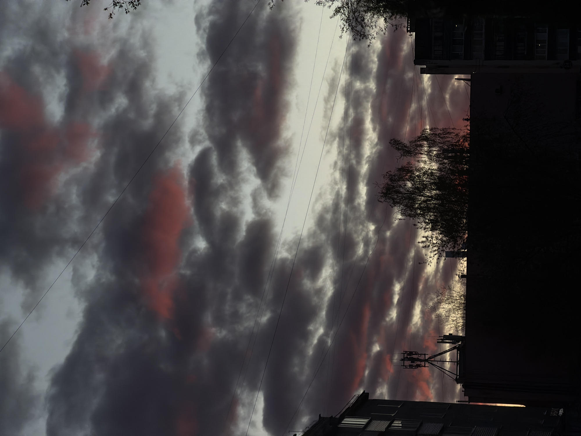 Sunset documented over residential Perm, Russia during spring evening